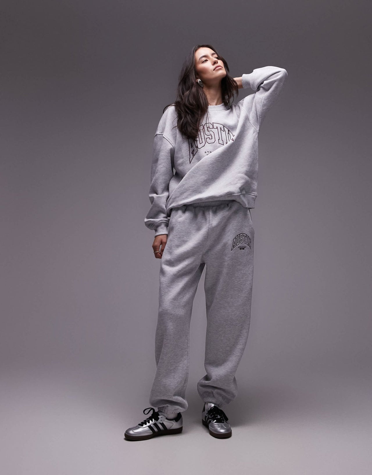 Topshop co ord graphic Austin cuffed jogger in grey - ASOS Sample Sale