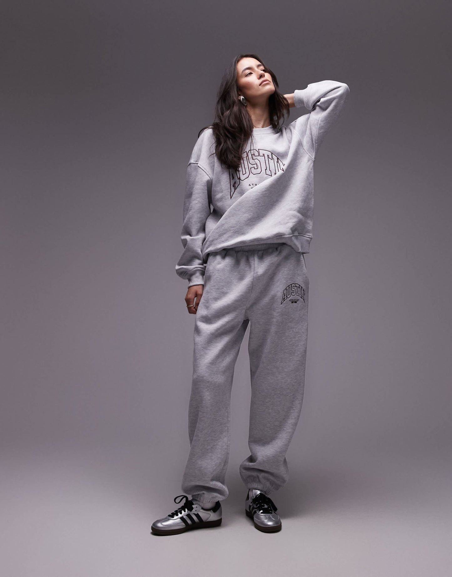 Topshop co ord graphic Austin cuffed jogger in grey - ASOS Sample Sale
