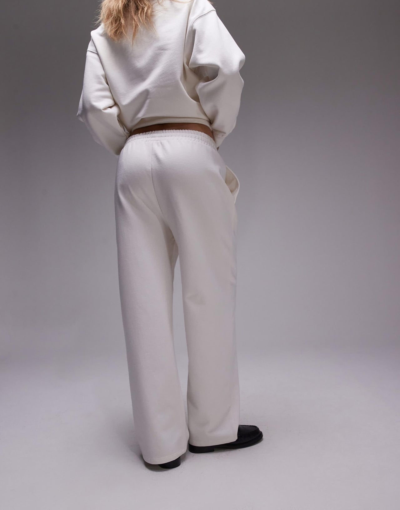 Topshop co - ord graphic Stockholm straight leg jogger in ecru - ASOS Sample Sale