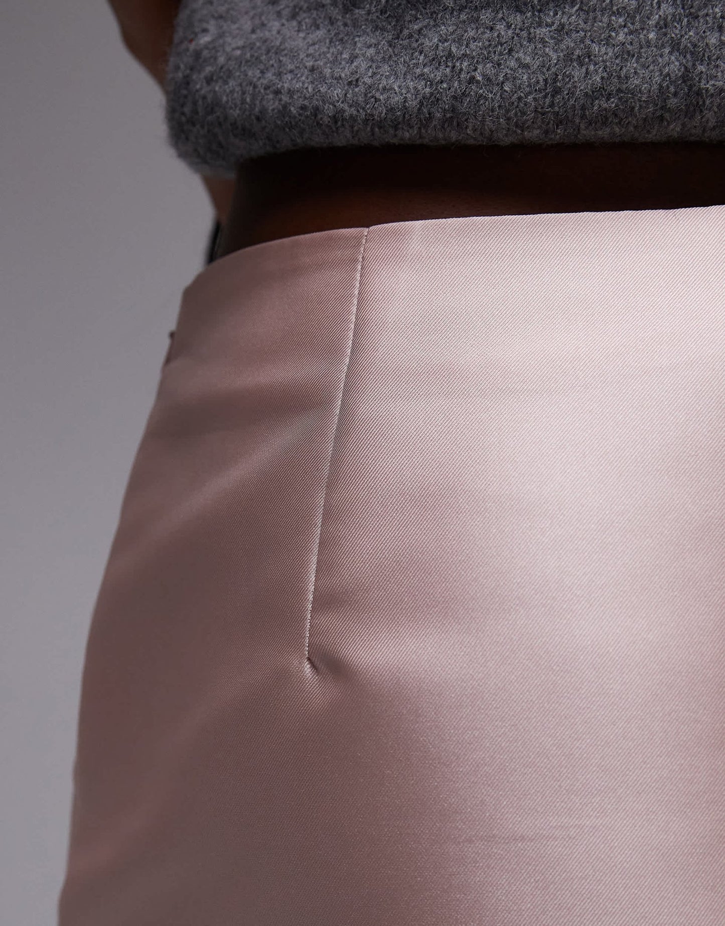 Topshop co - ord heavy satin micro mini in pink - ASOS Sample Sale