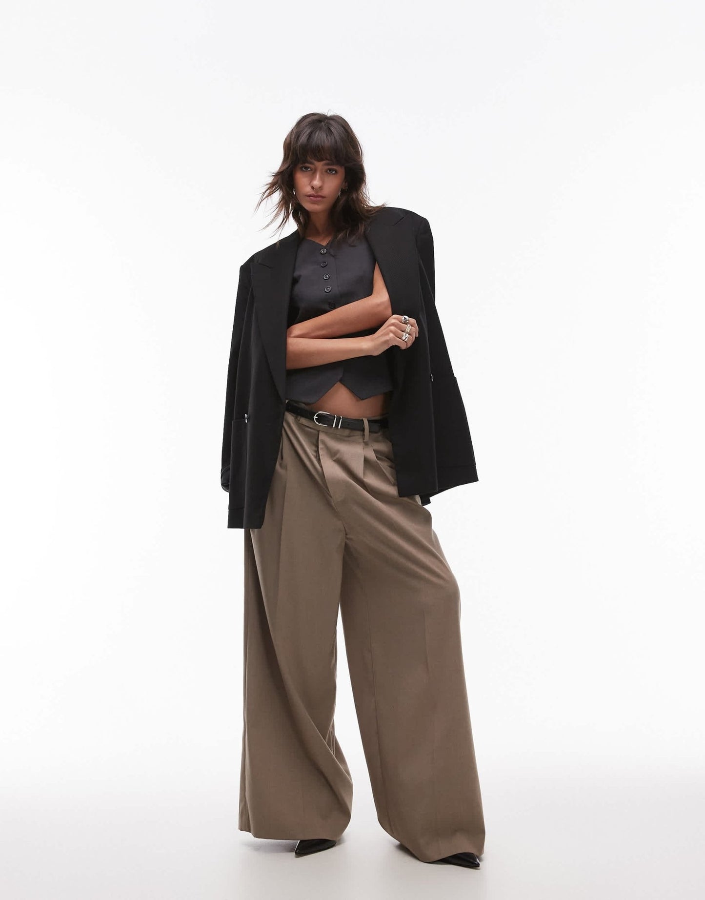 Topshop co ord high button up tailored waistcoat in charcoal CHARCOAL - ASOS Sample Sale