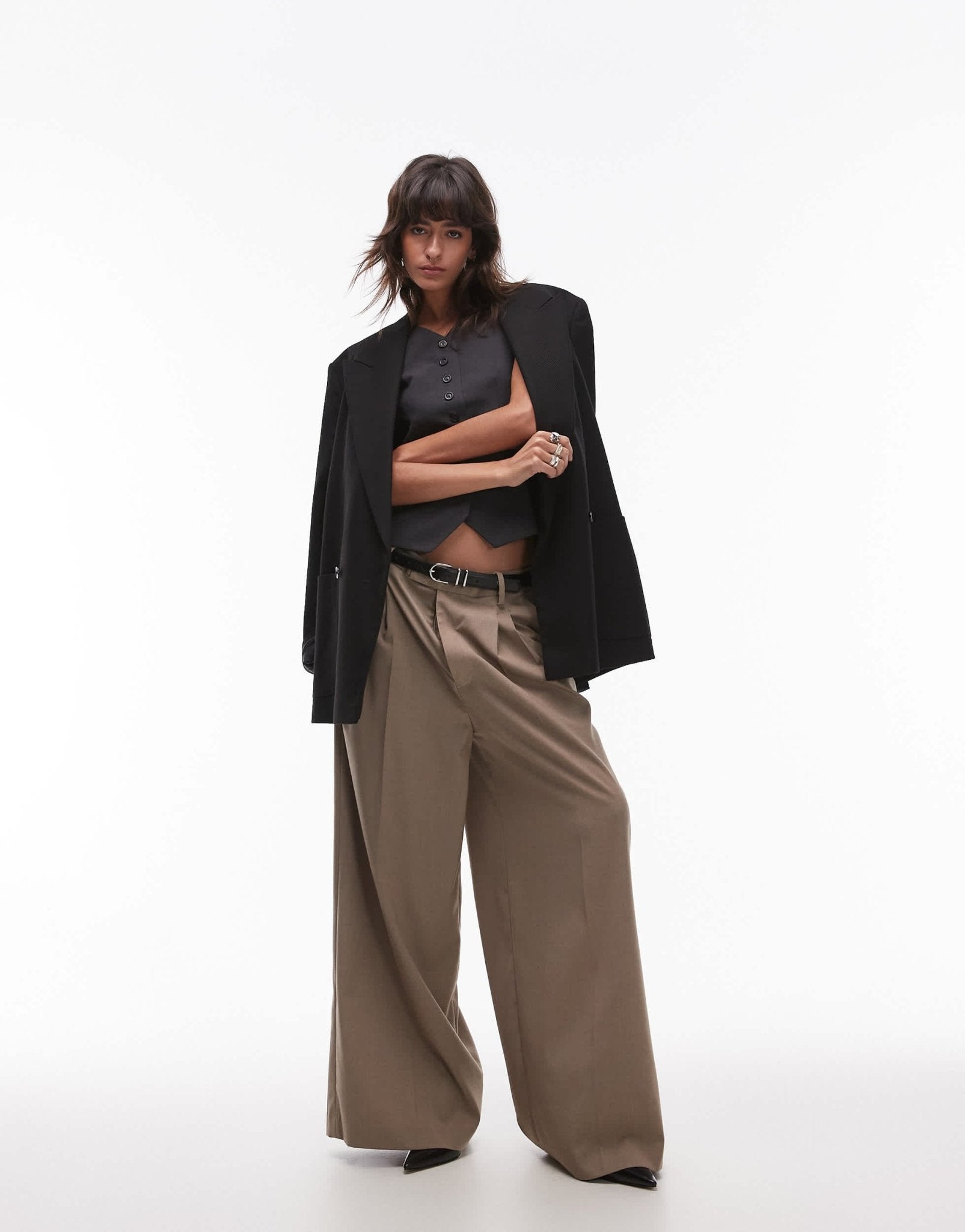 Topshop co ord high button up tailored waistcoat in charcoal CHARCOAL - ASOS Sample Sale