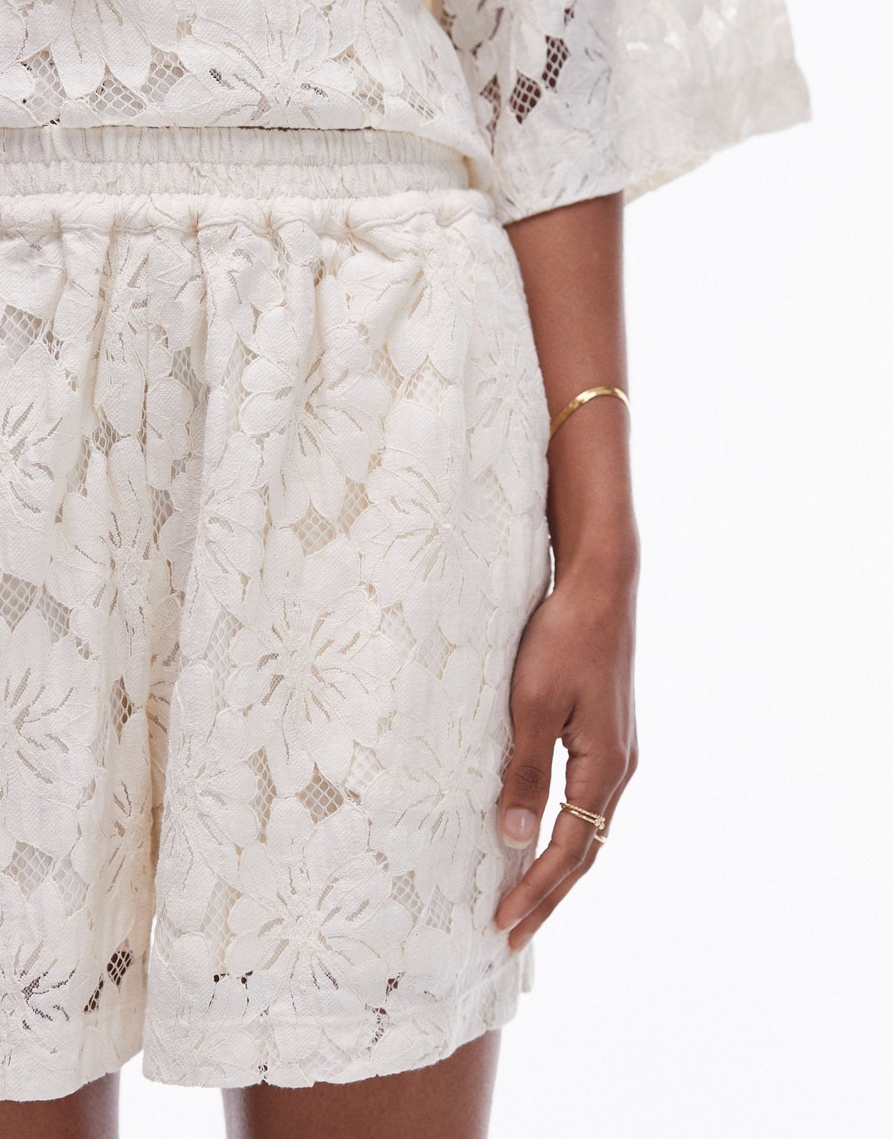 Topshop co ord lace short in ecru - ASOS Sample Sale