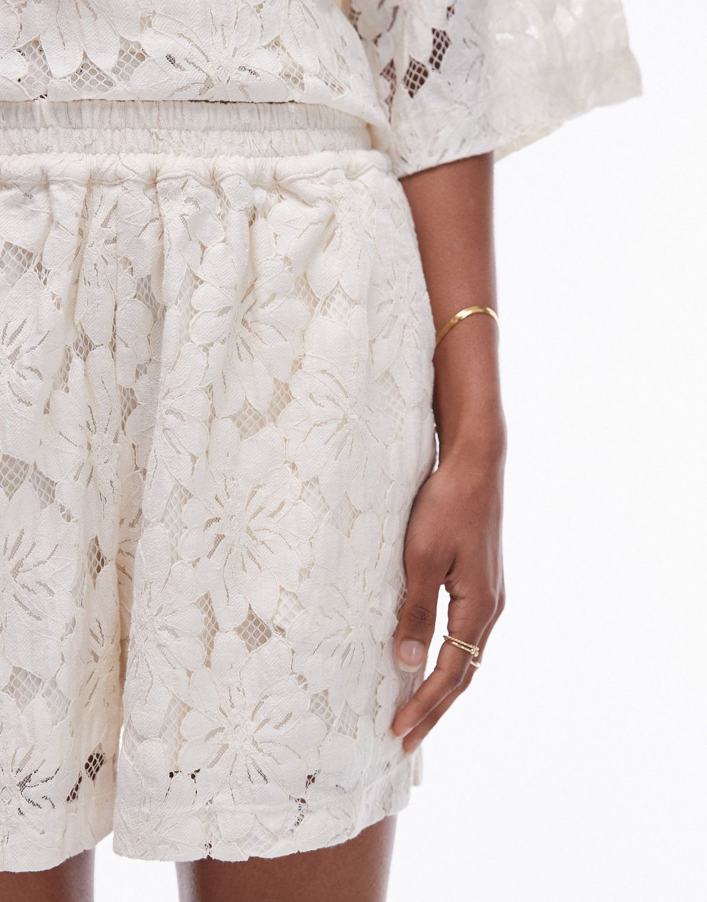 Topshop co ord lace short in ecru - ASOS Sample Sale
