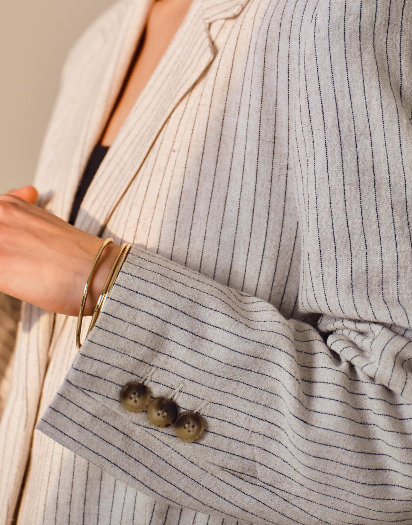 Topshop co ord linen one button blazer in cream pinstripe - ASOS Sample Sale