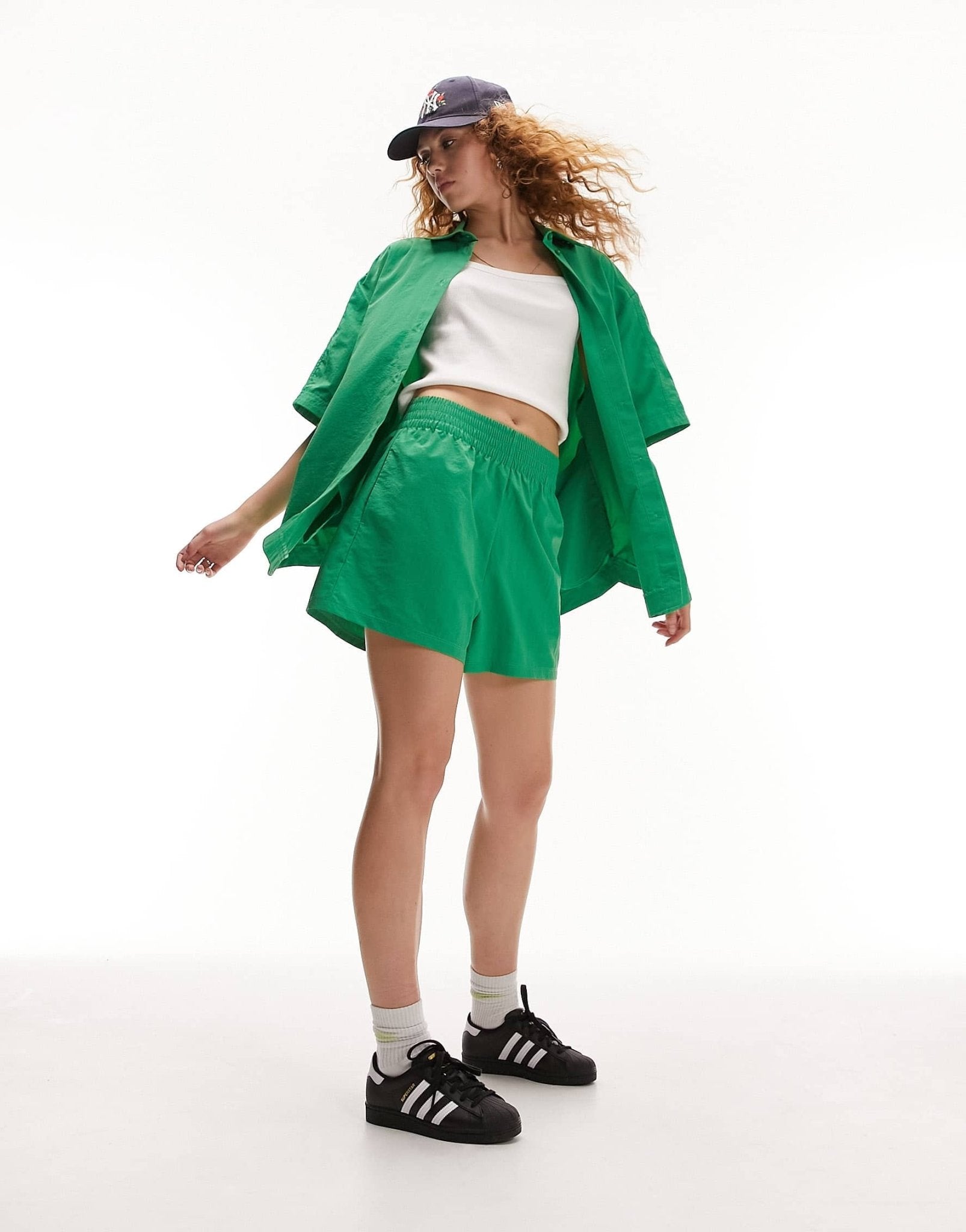 Topshop co - ord nylon pull on boxer short in green - ASOS Sample Sale