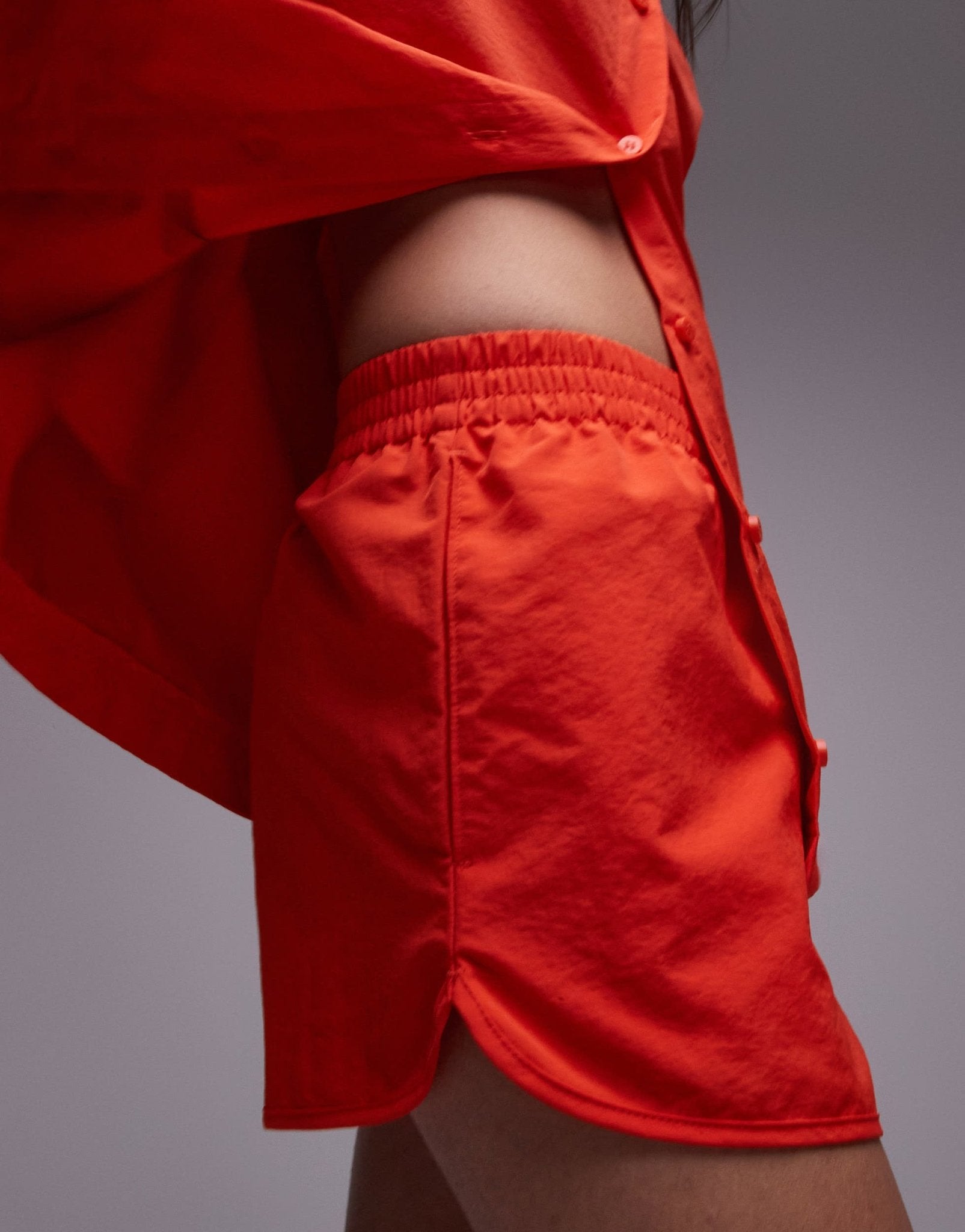 Topshop co - ord nylon runner short in red - ASOS Sample Sale