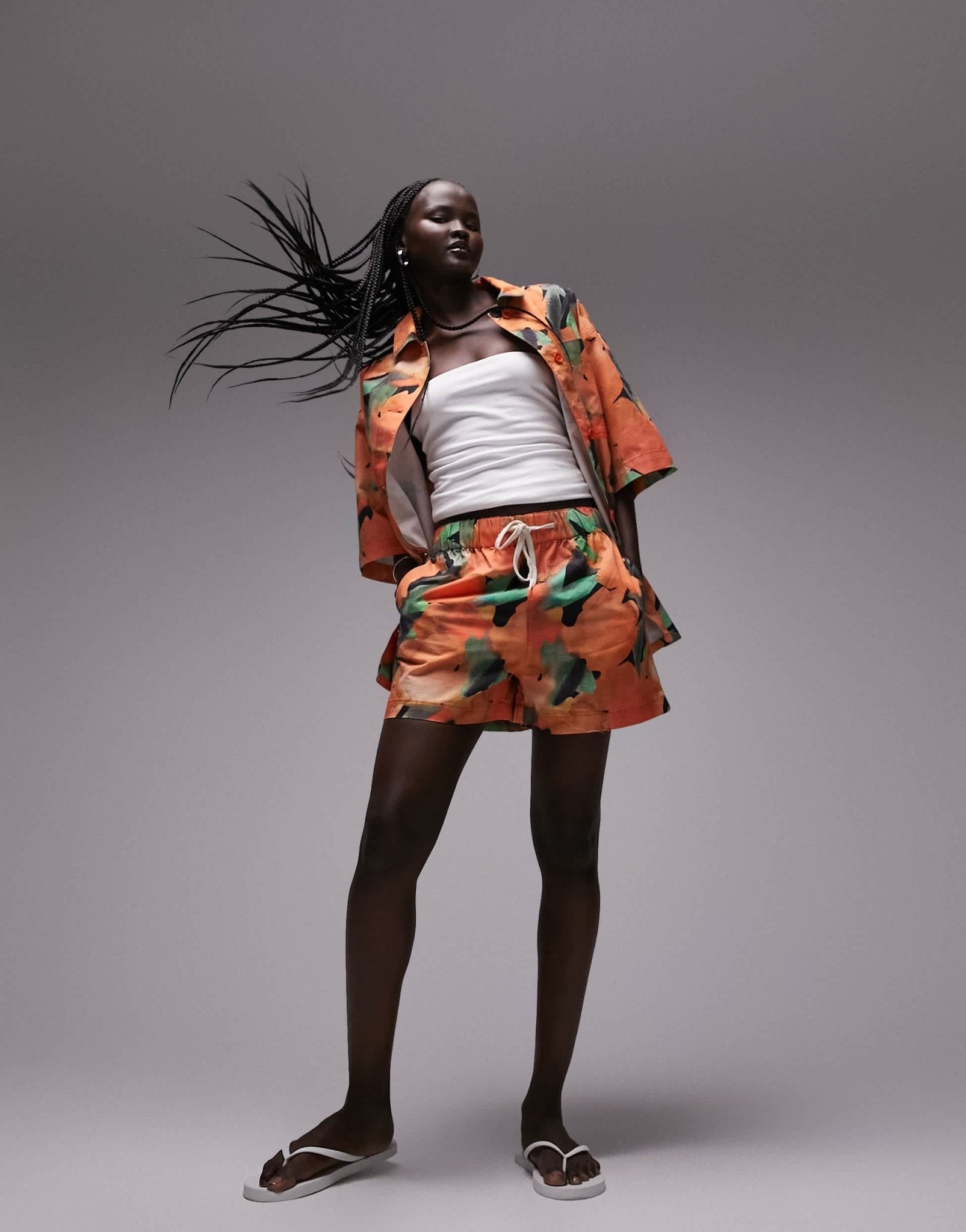 Topshop co - ord orange print short in orange - ASOS Sample Sale