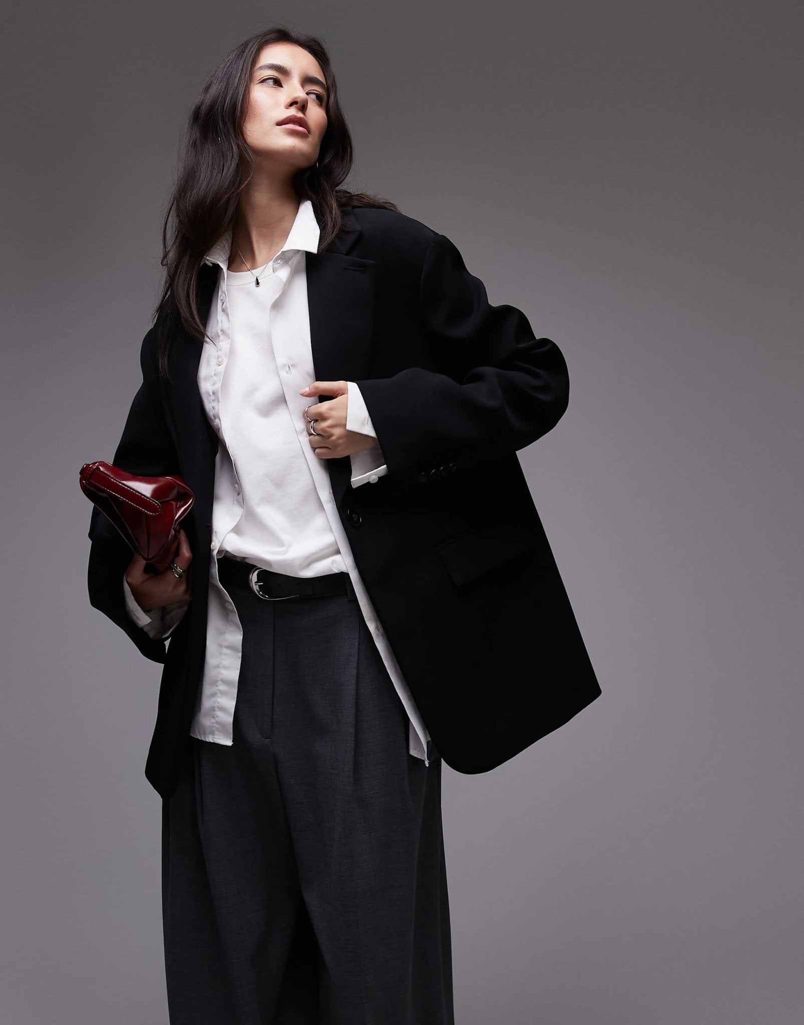 Topshop co ord oversized slouchy blazer in black BLACK - ASOS Sample Sale