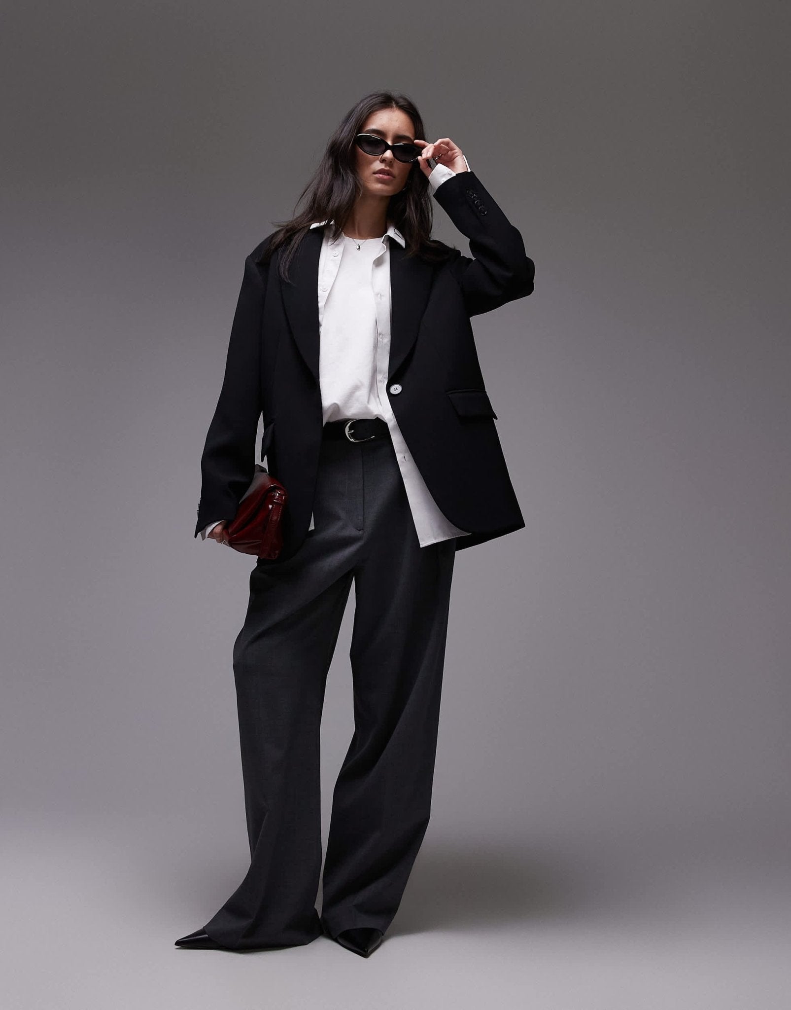 Topshop co ord oversized slouchy blazer in black BLACK - ASOS Sample Sale