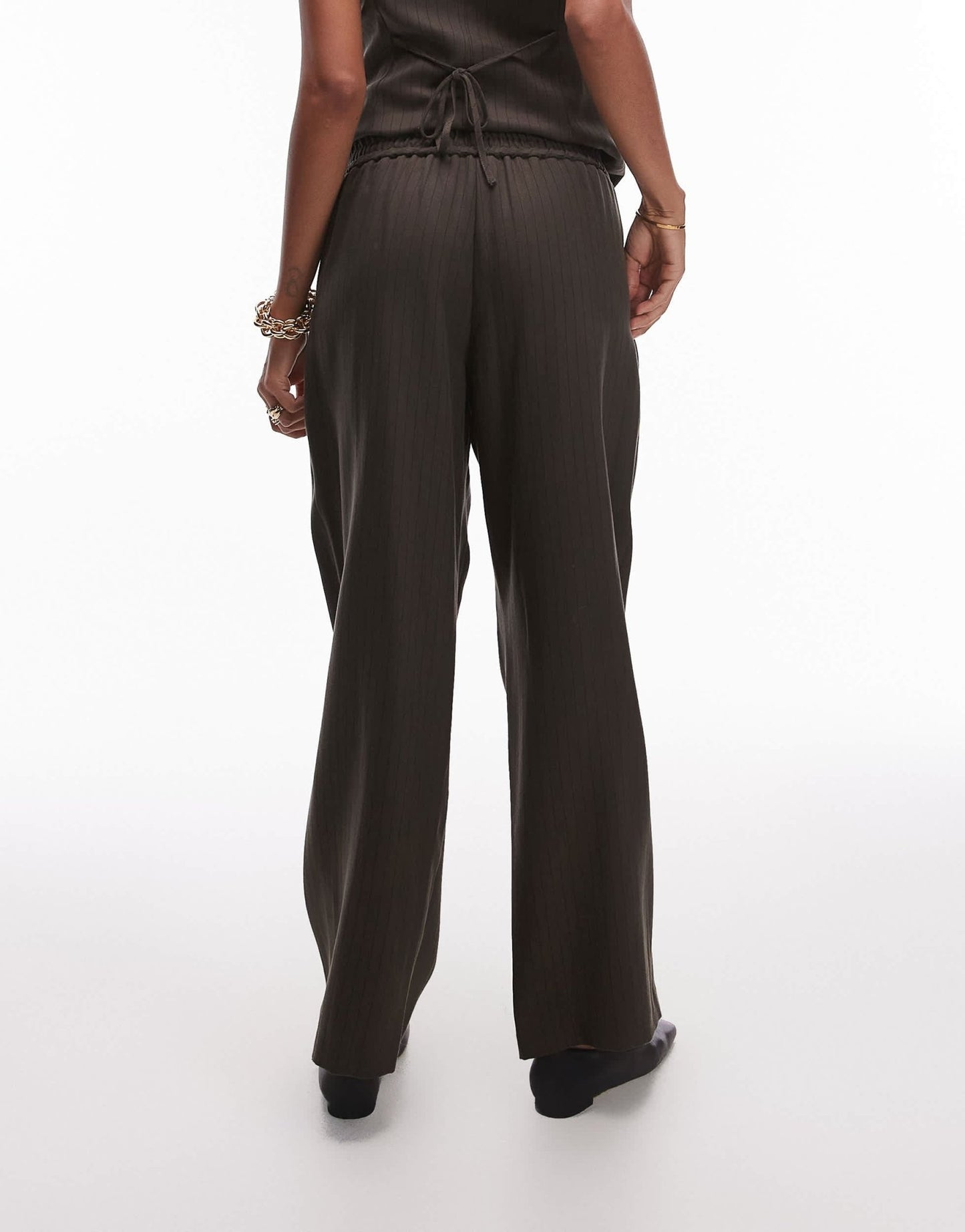 Topshop co ord pinstripe jogger in khaki BROWN - ASOS Sample Sale