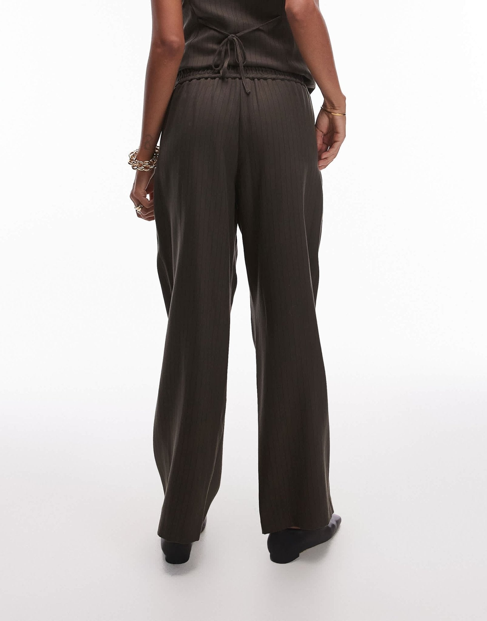 Topshop co ord pinstripe jogger in khaki BROWN - ASOS Sample Sale