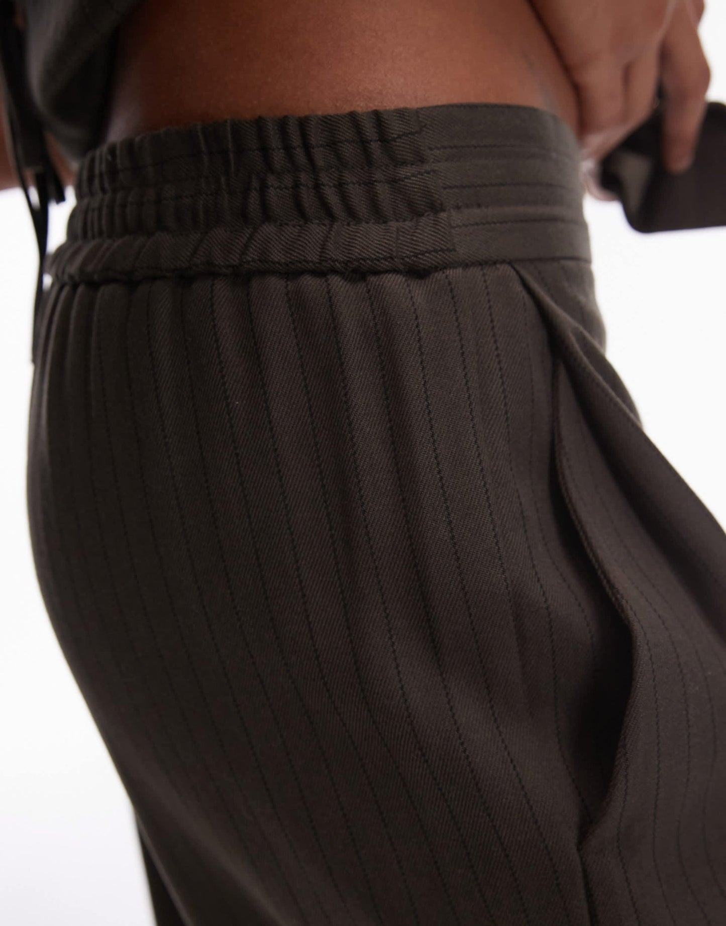 Topshop co ord pinstripe jogger in khaki BROWN - ASOS Sample Sale