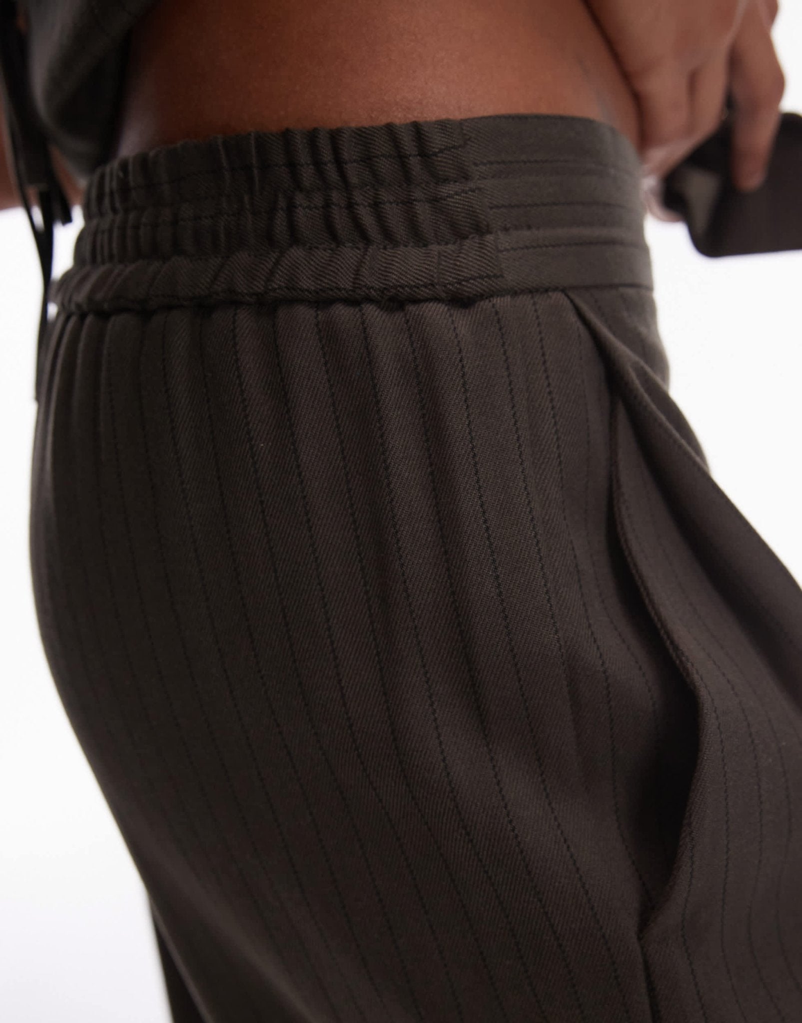 Topshop co ord pinstripe jogger in khaki BROWN - ASOS Sample Sale