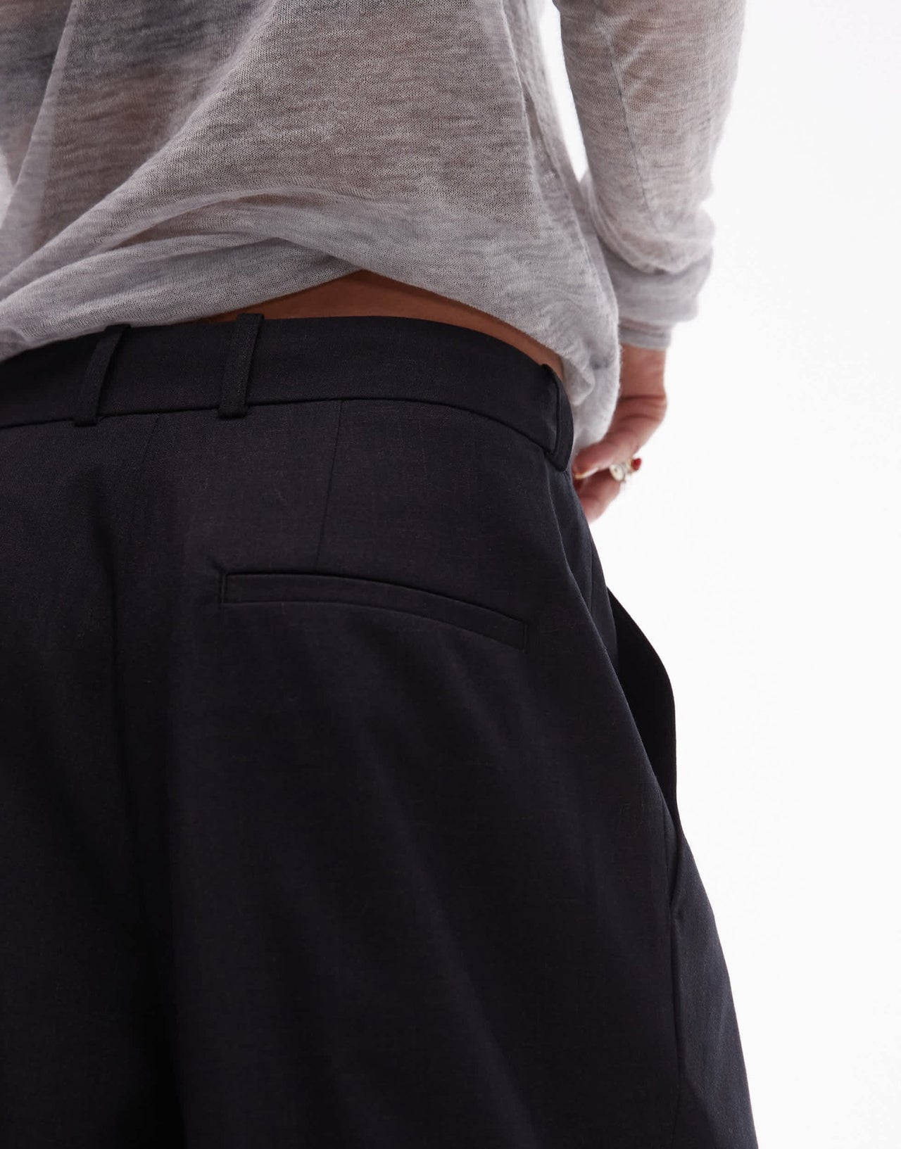 Topshop co ord pleated tie waist tailored balloon trouser in charcoal CHARCOAL - ASOS Sample Sale