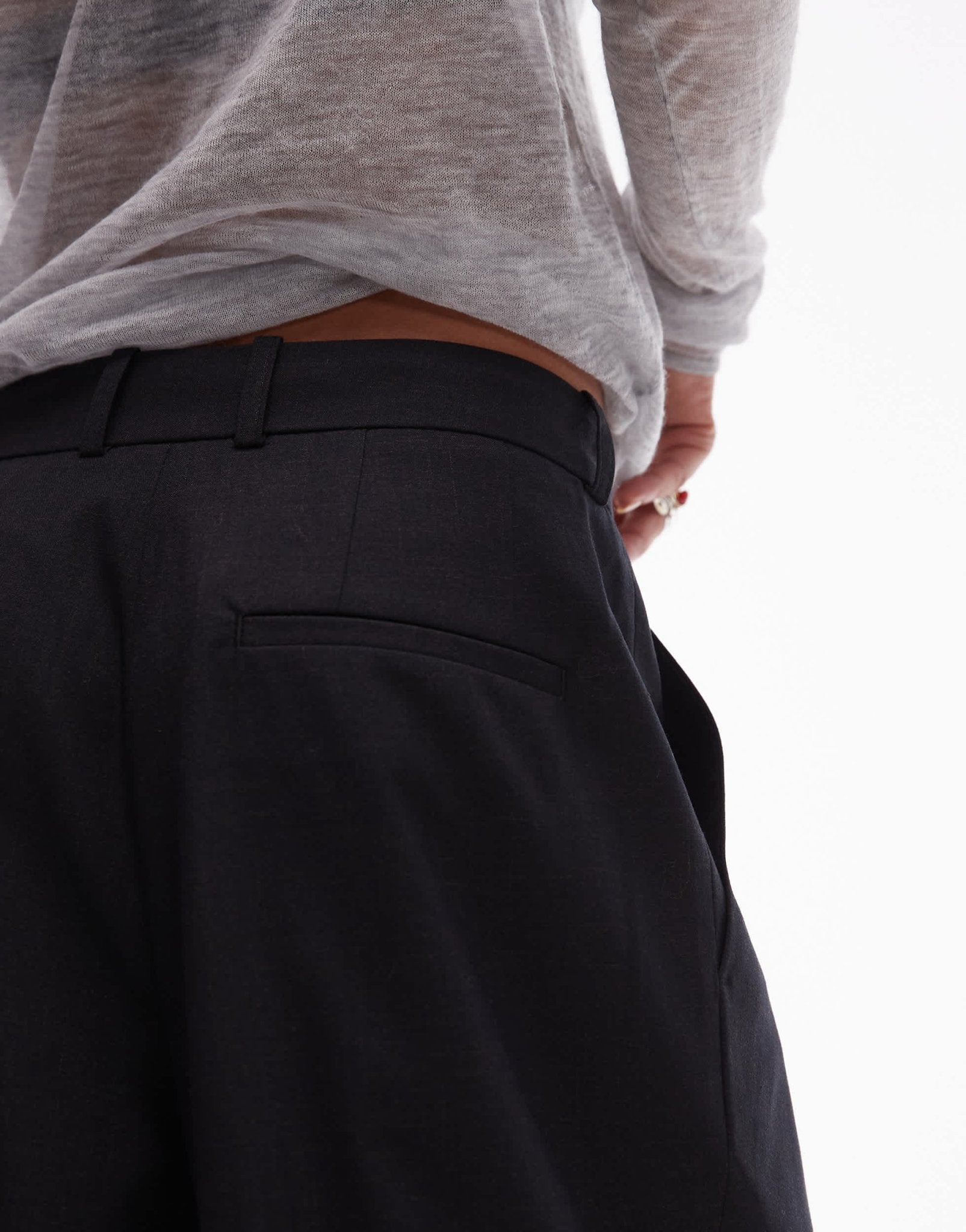 Topshop co ord pleated tie waist tailored balloon trouser in charcoal CHARCOAL - ASOS Sample Sale