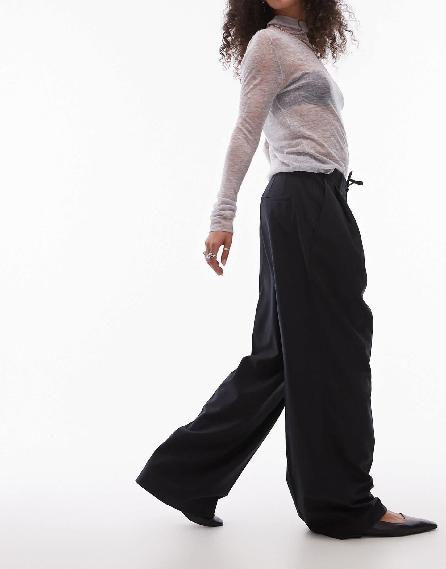 Topshop co ord pleated tie waist tailored balloon trouser in charcoal CHARCOAL - ASOS Sample Sale