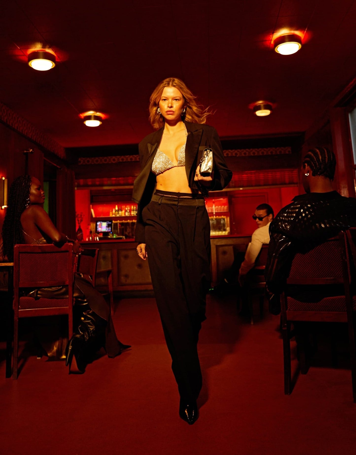 Topshop co-ord raw hem tuxedo wide leg tailored trouser in black - ASOS Sample Sale