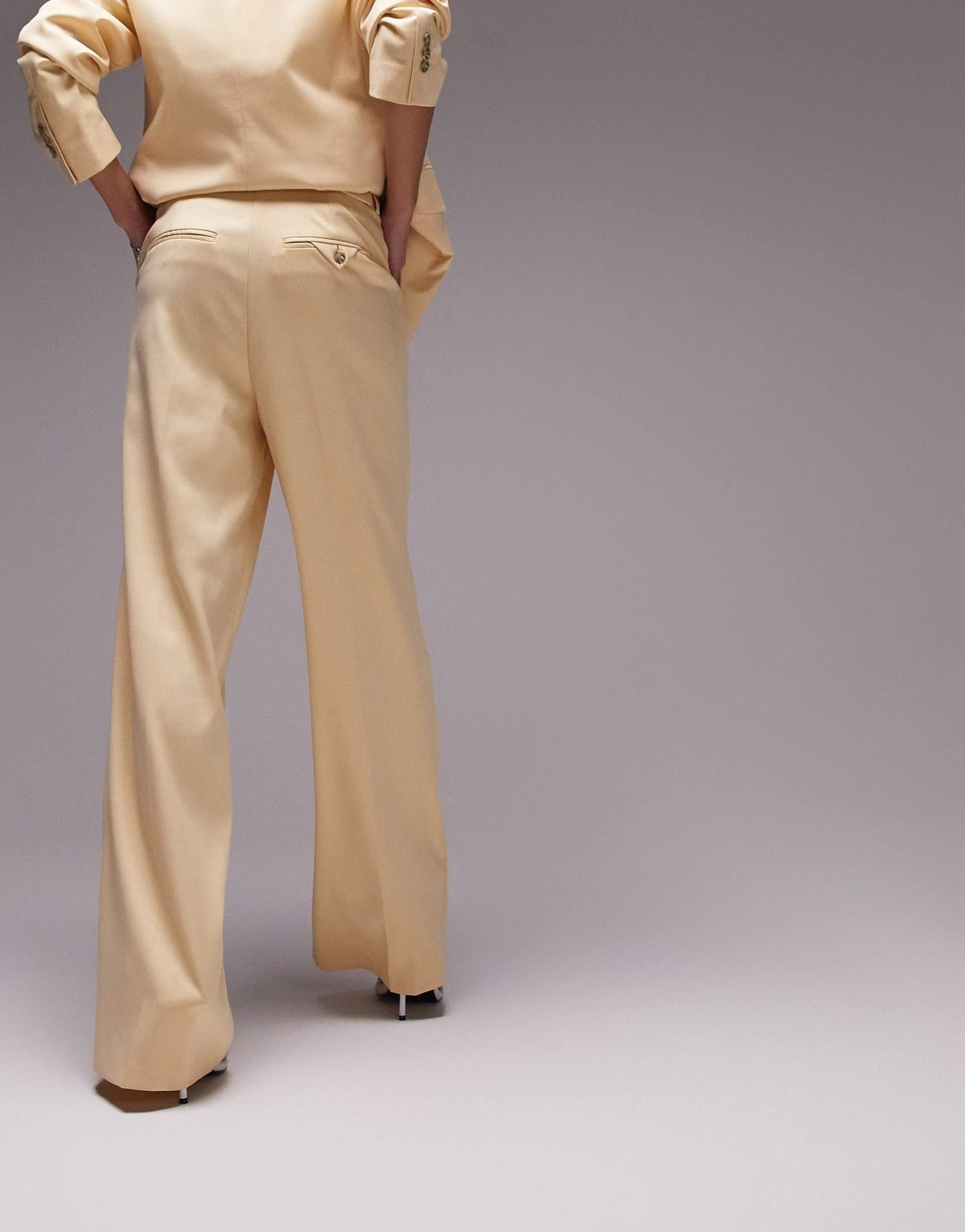Topshop co-ord straight slouch trouser with back pocket detail in straw light yellow - ASOS Sample Sale