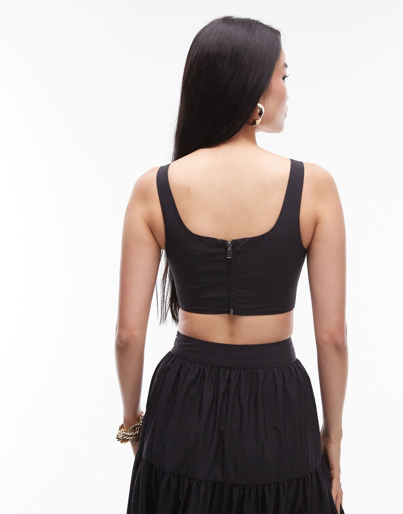 Topshop co - ord taffeta square neck crop top in black - ASOS Sample Sale