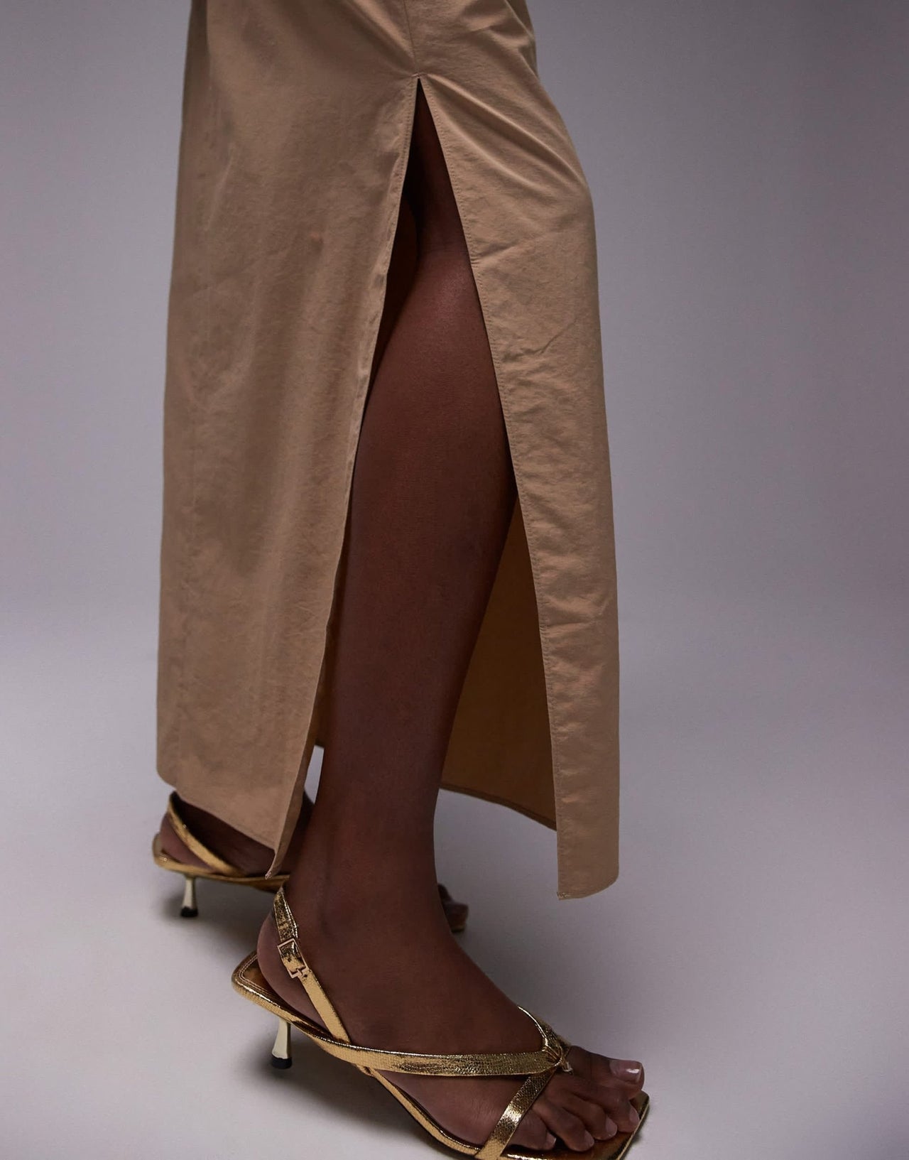 Topshop co - ord technical fabric maxi column skirt in sand - ASOS Sample Sale