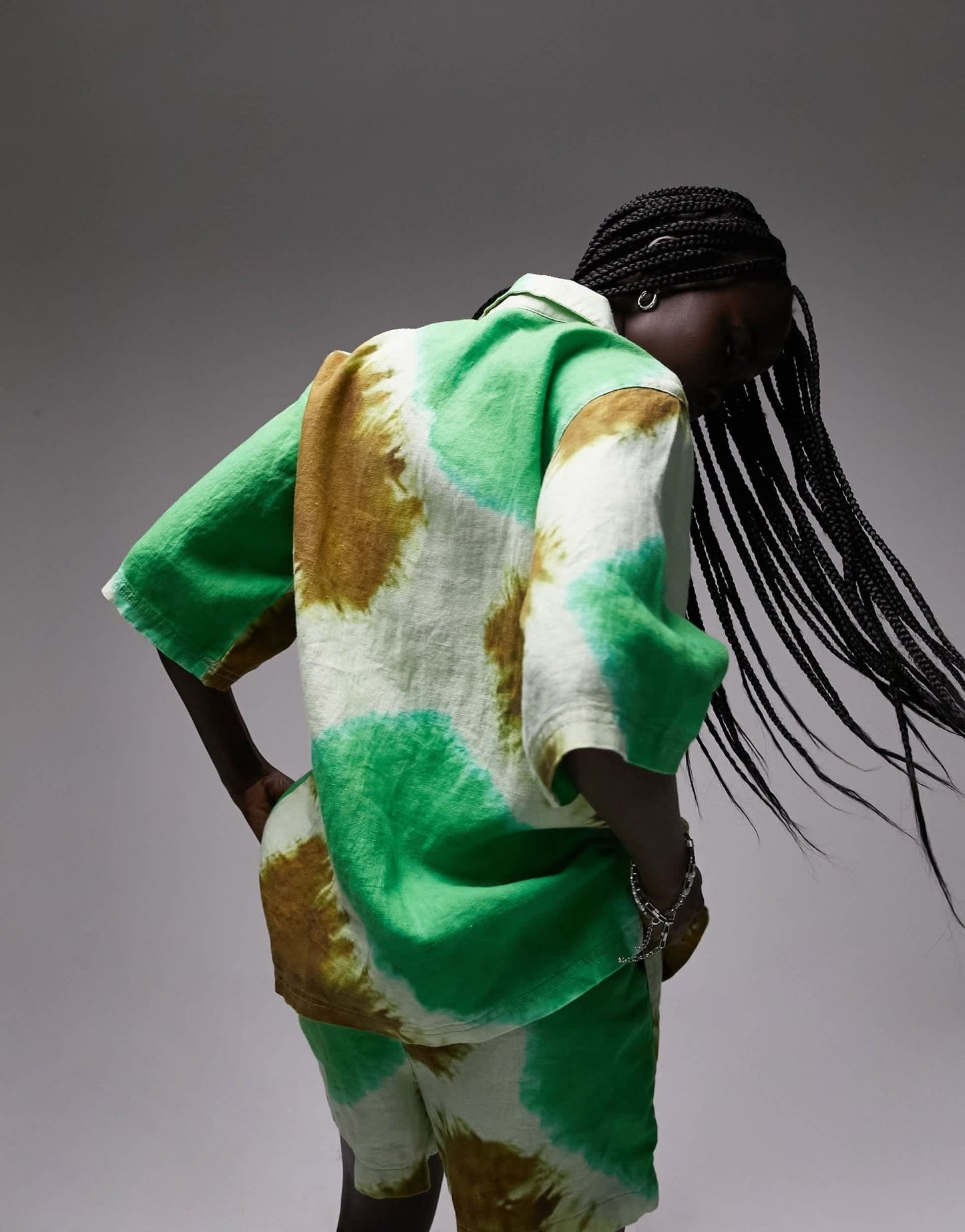 Topshop co - ord tie dye resort shirt in green - ASOS Sample Sale