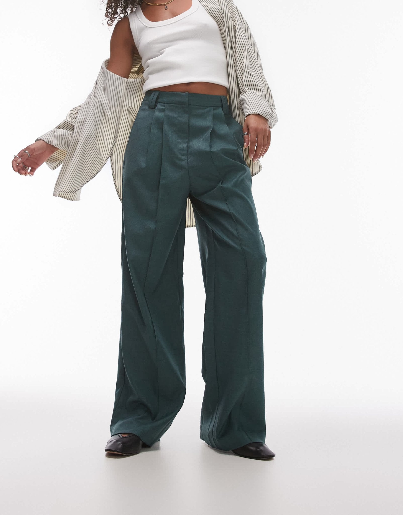 Topshop co ord trouser in green MGREEN - ASOS Sample Sale