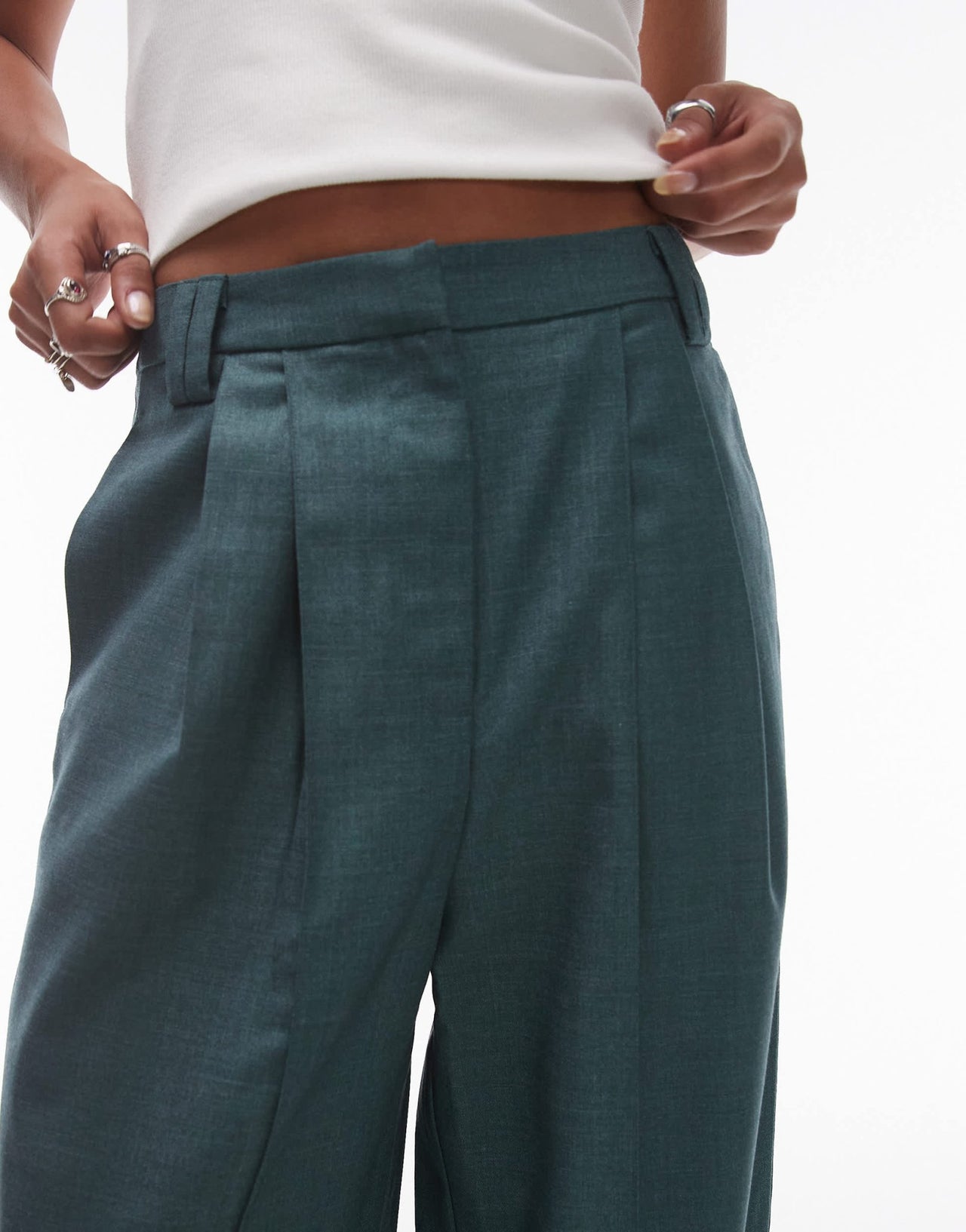Topshop co ord trouser in green MGREEN - ASOS Sample Sale