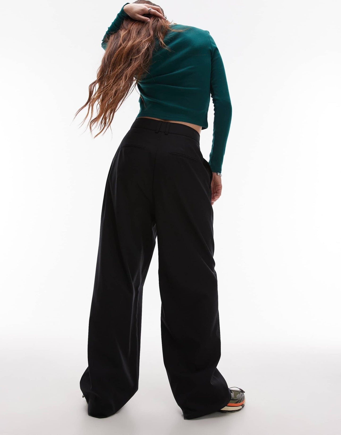 Topshop co ord wide leg tailored trouser in black BLACK - ASOS Sample Sale