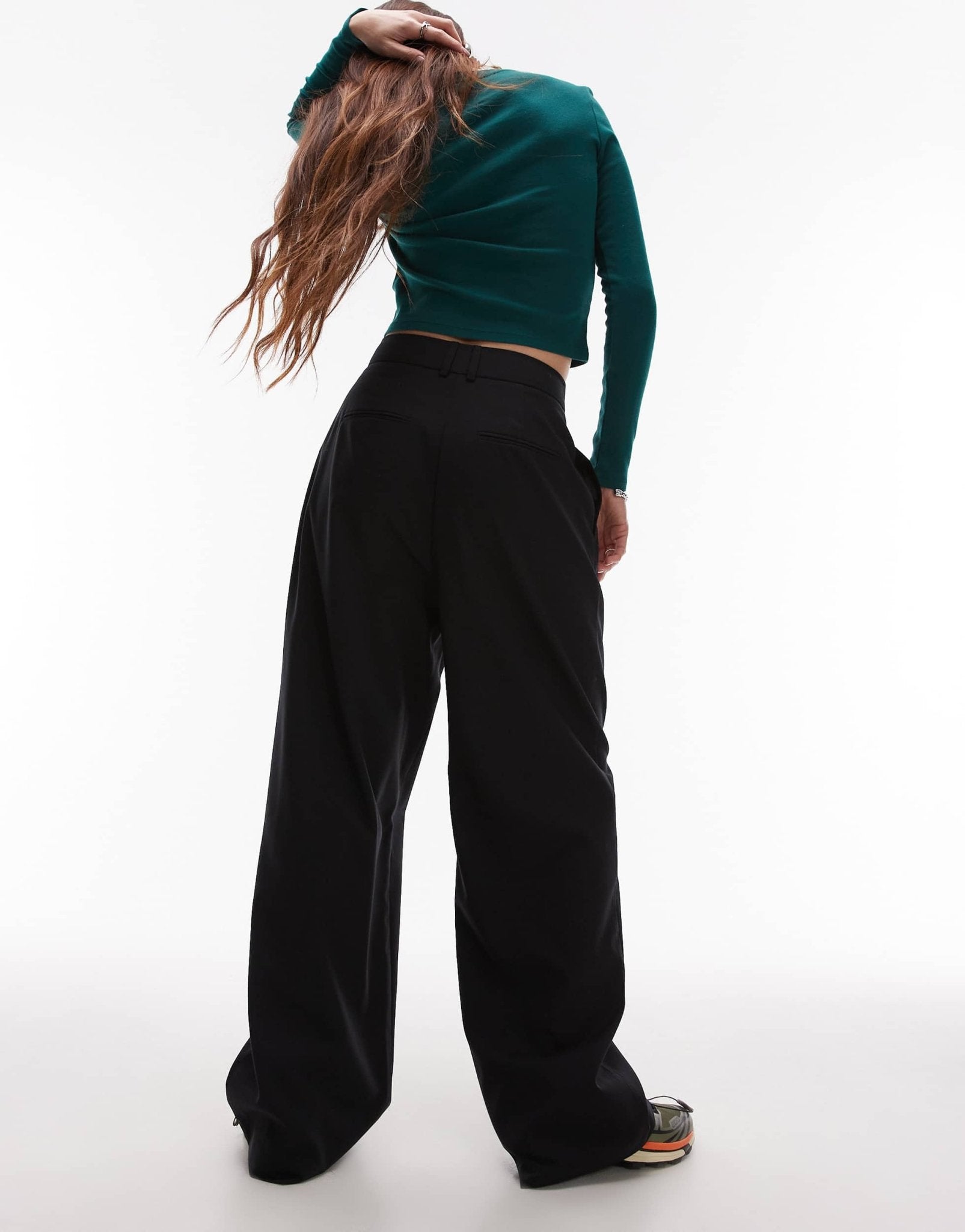 Topshop co ord wide leg tailored trouser in black BLACK - ASOS Sample Sale