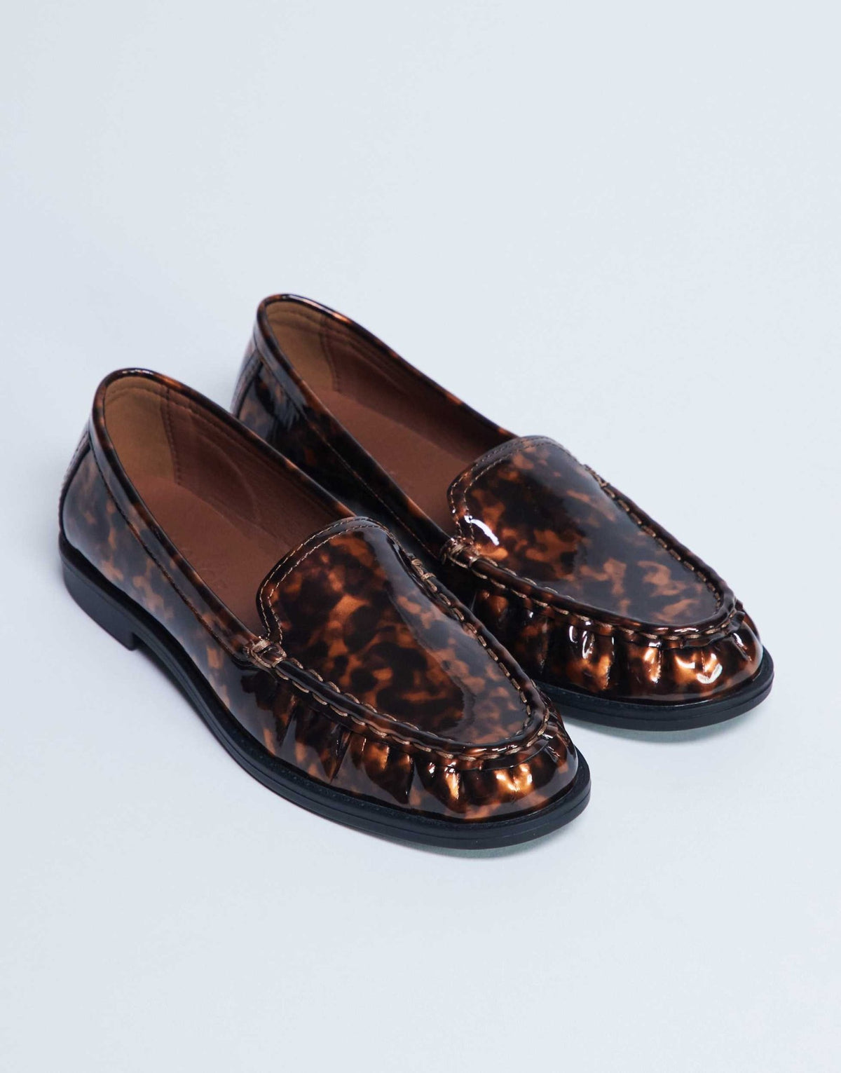 Topshop Coby ruched toe loafer in tortoise shell - ASOS Sample Sale