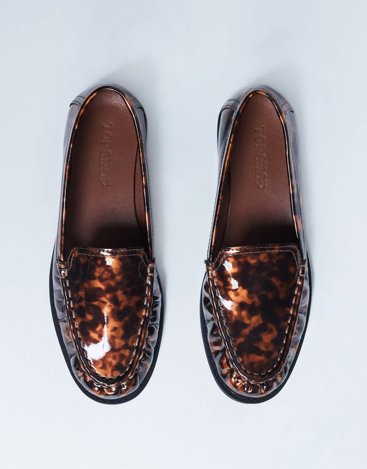 Topshop Coby ruched toe loafer in tortoise shell - ASOS Sample Sale