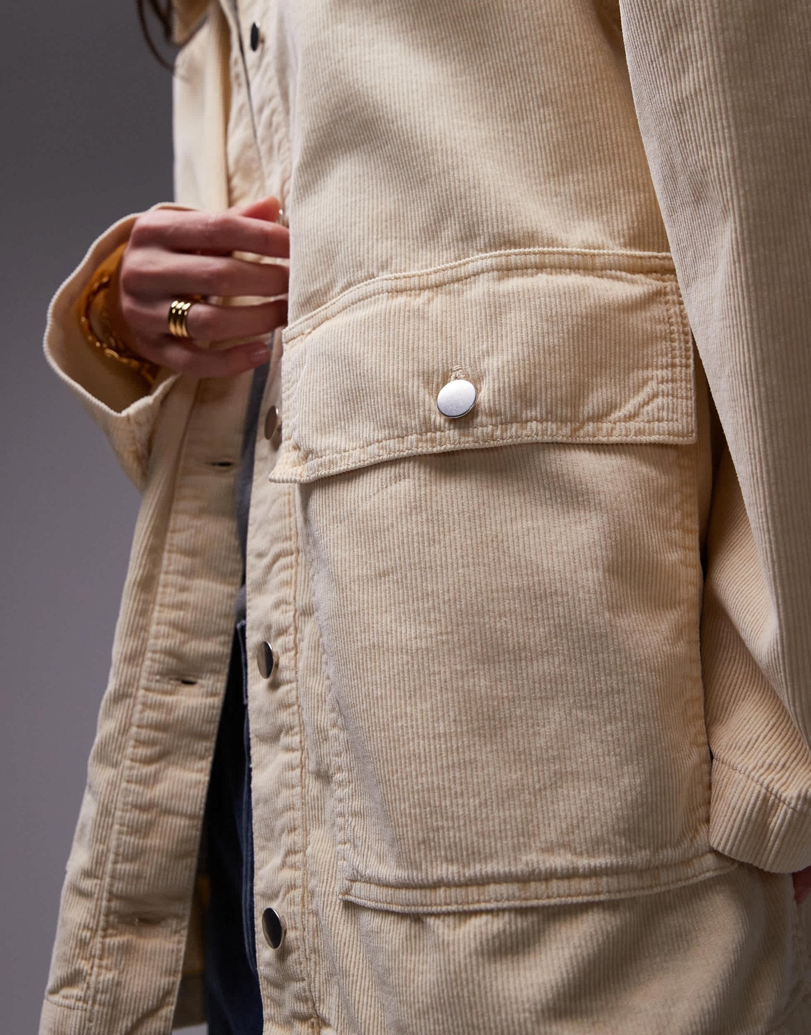 Topshop cord jacket in ecru - ASOS Sample Sale