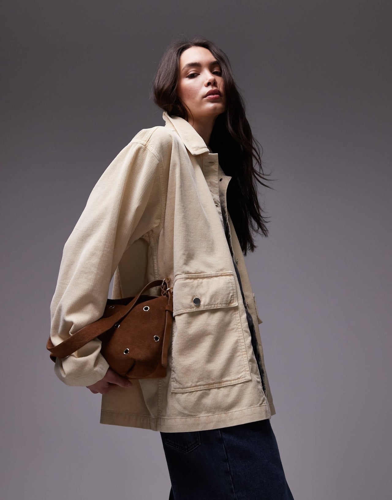 Topshop cord jacket in ecru - ASOS Sample Sale