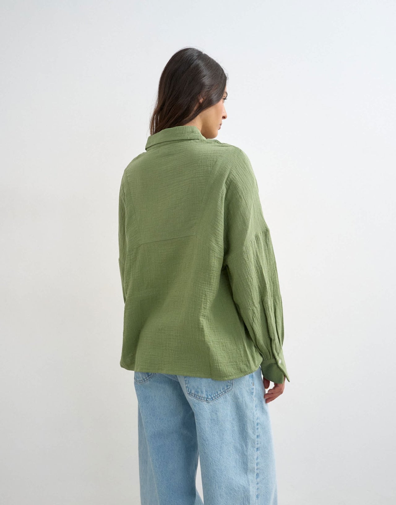 Topshop cotton casual angled armhole shirt in khaki - ASOS Sample Sale