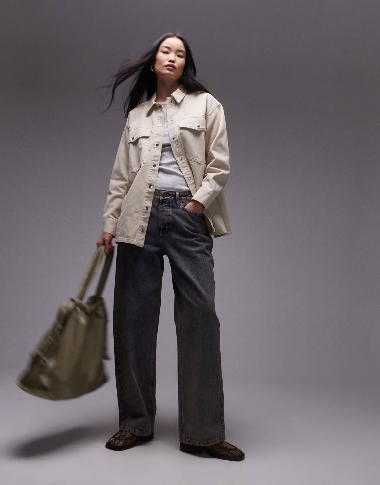 Topshop cotton jacket in buttermilk - ASOS Sample Sale