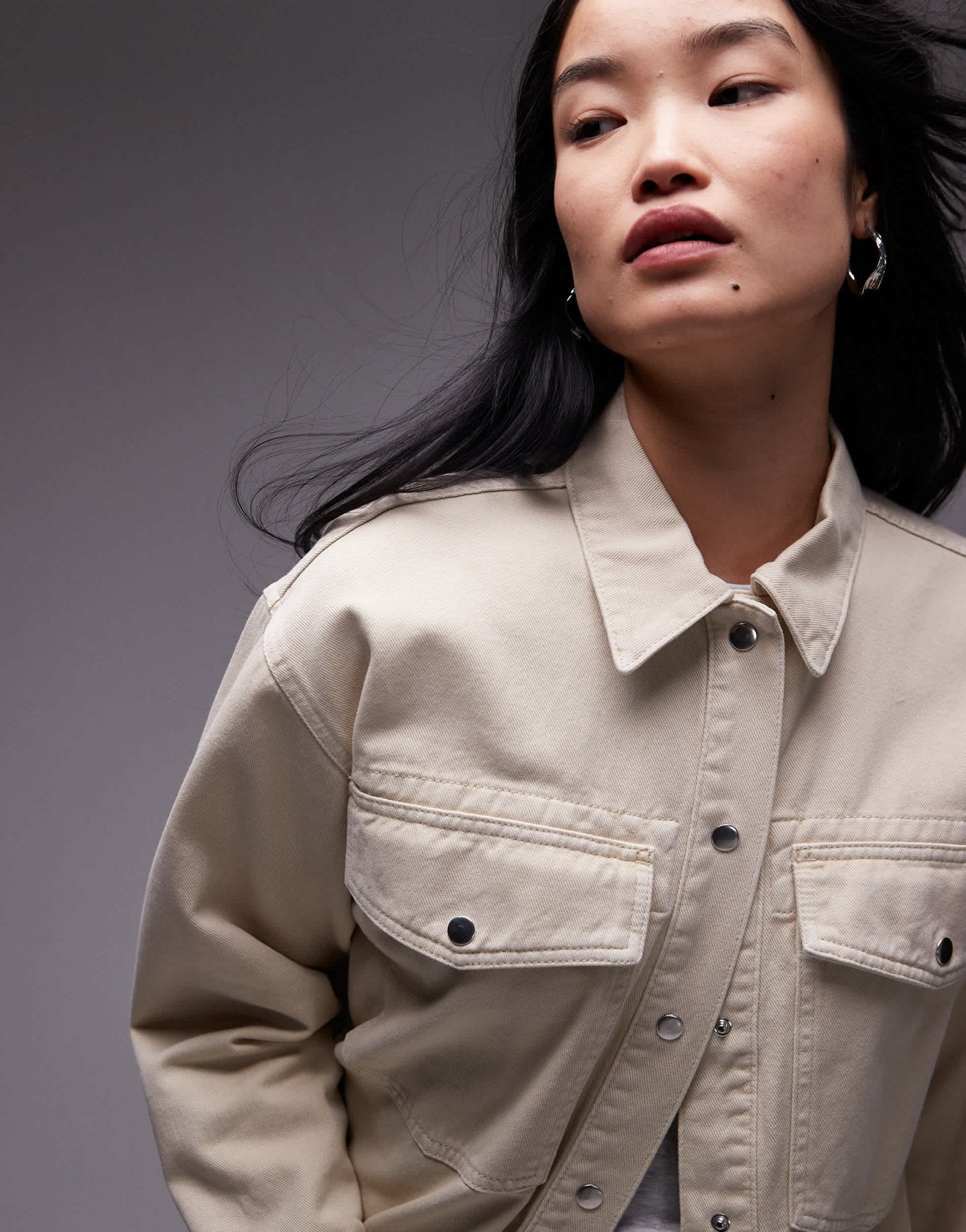 Topshop cotton jacket in buttermilk - ASOS Sample Sale