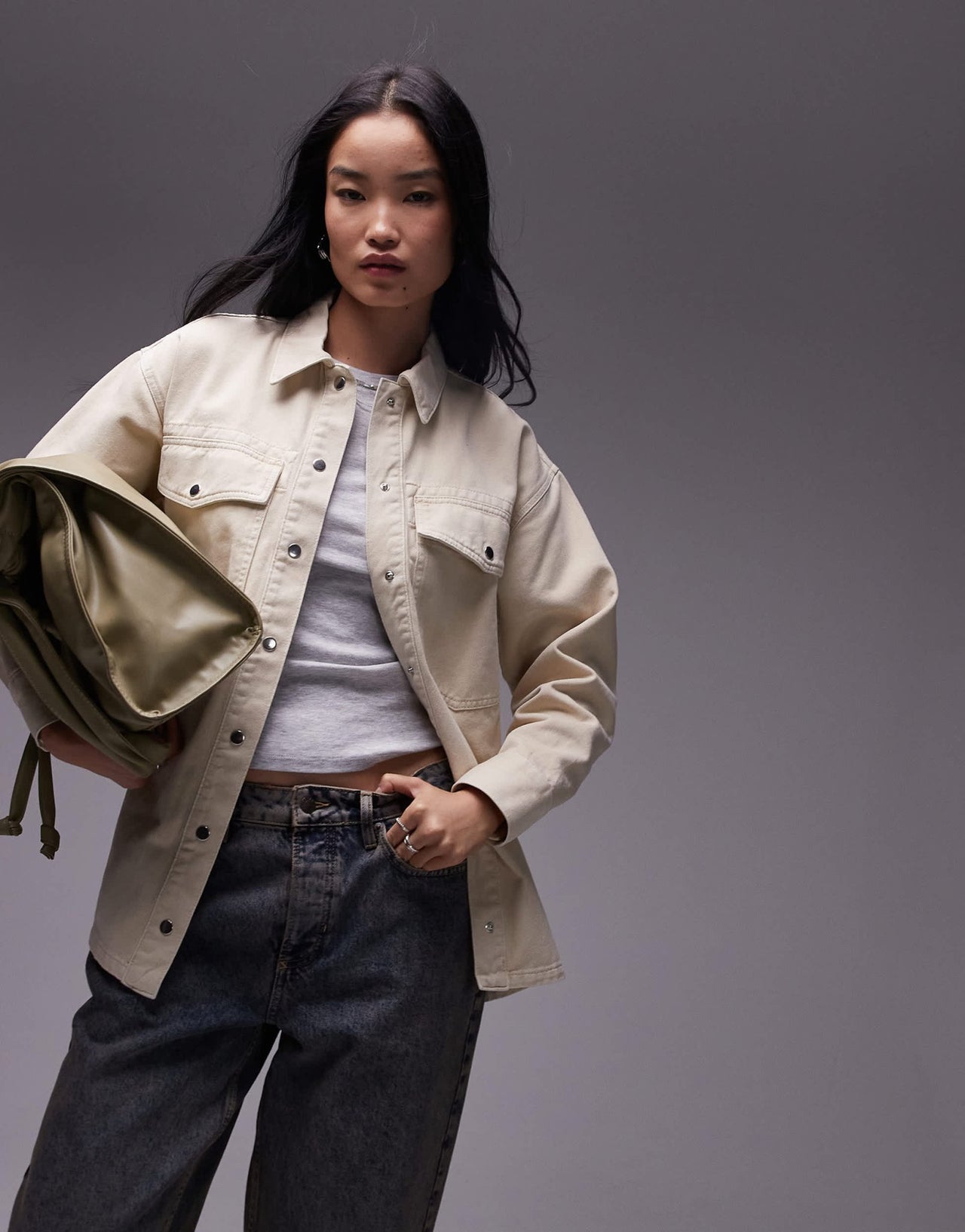 Topshop cotton jacket in buttermilk - ASOS Sample Sale