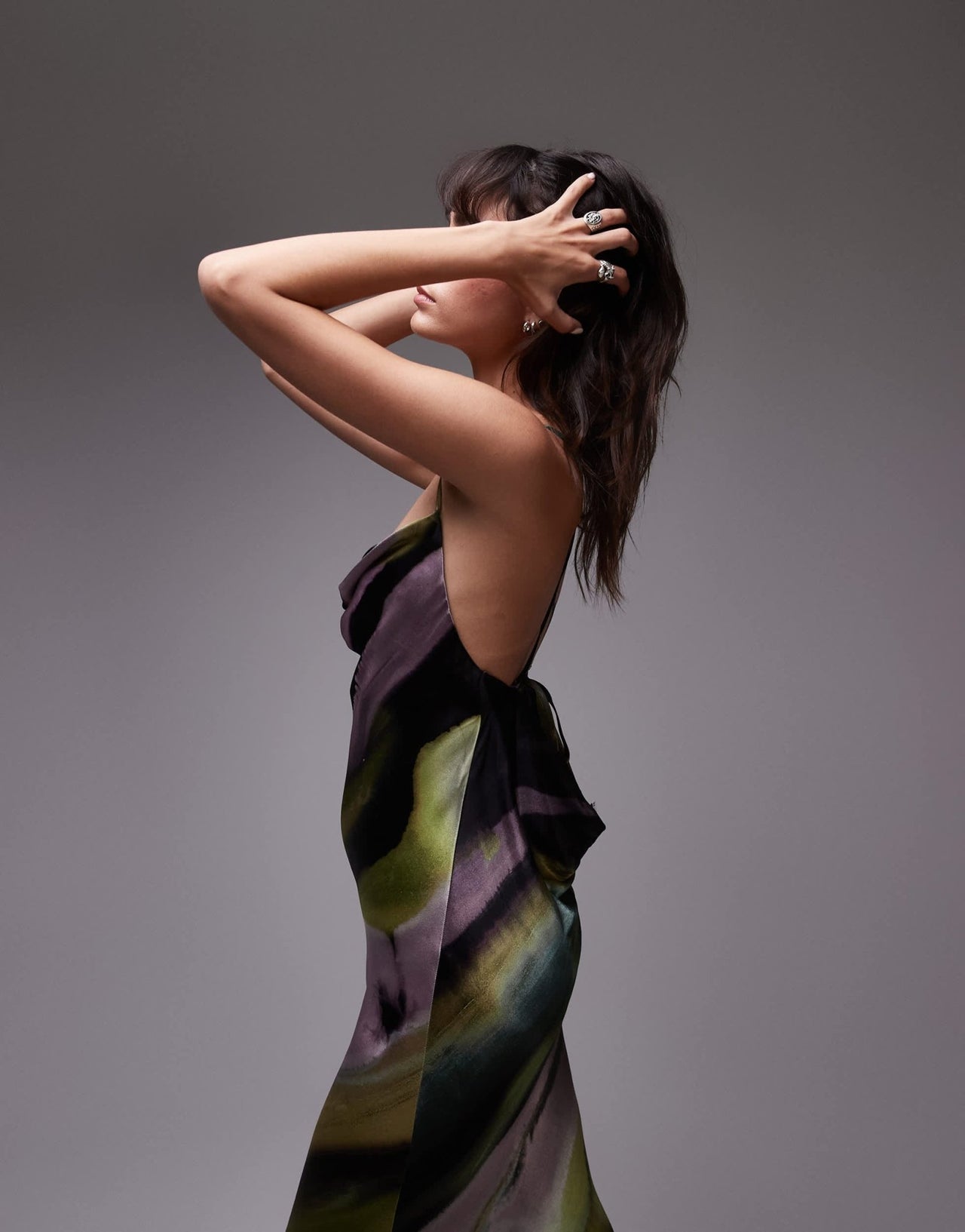 Topshop cowl maxi slip dress in marble print - ASOS Sample Sale