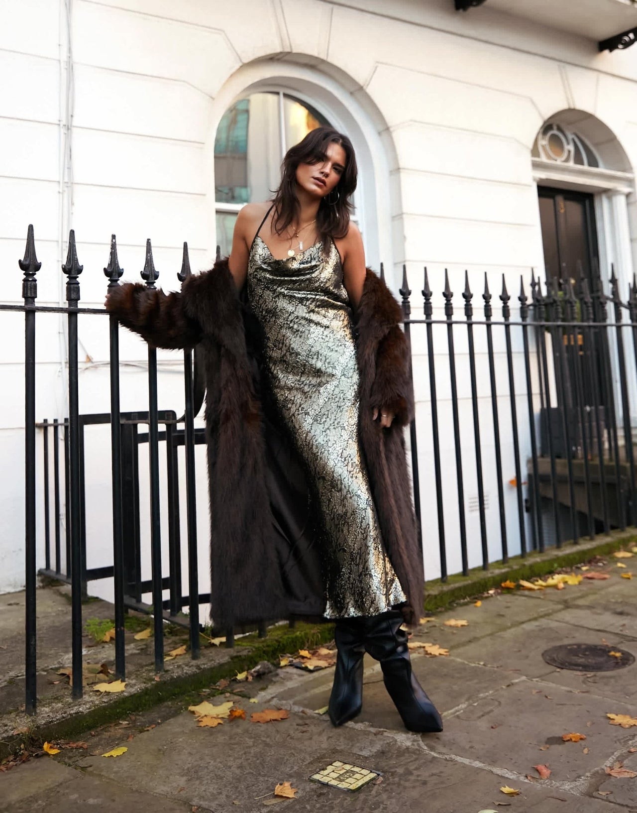 Topshop cowl neck maxi slip dress in metallic animal print - ASOS Sample Sale