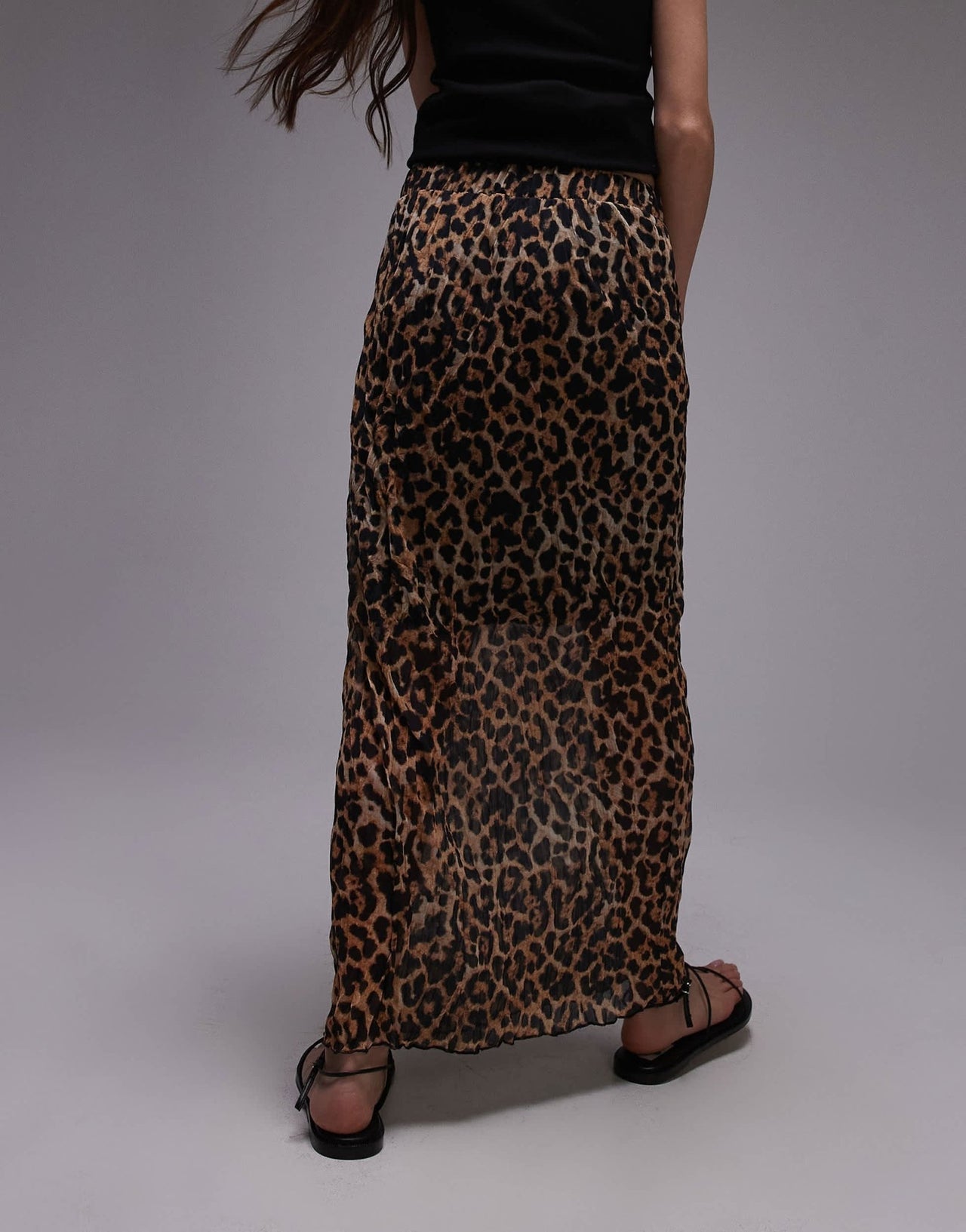 Topshop crinkle jersey midaxi skirt in leopard print - ASOS Sample Sale