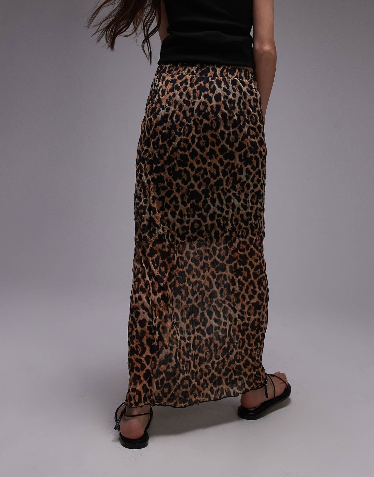 Topshop crinkle jersey midaxi skirt in leopard print - ASOS Sample Sale