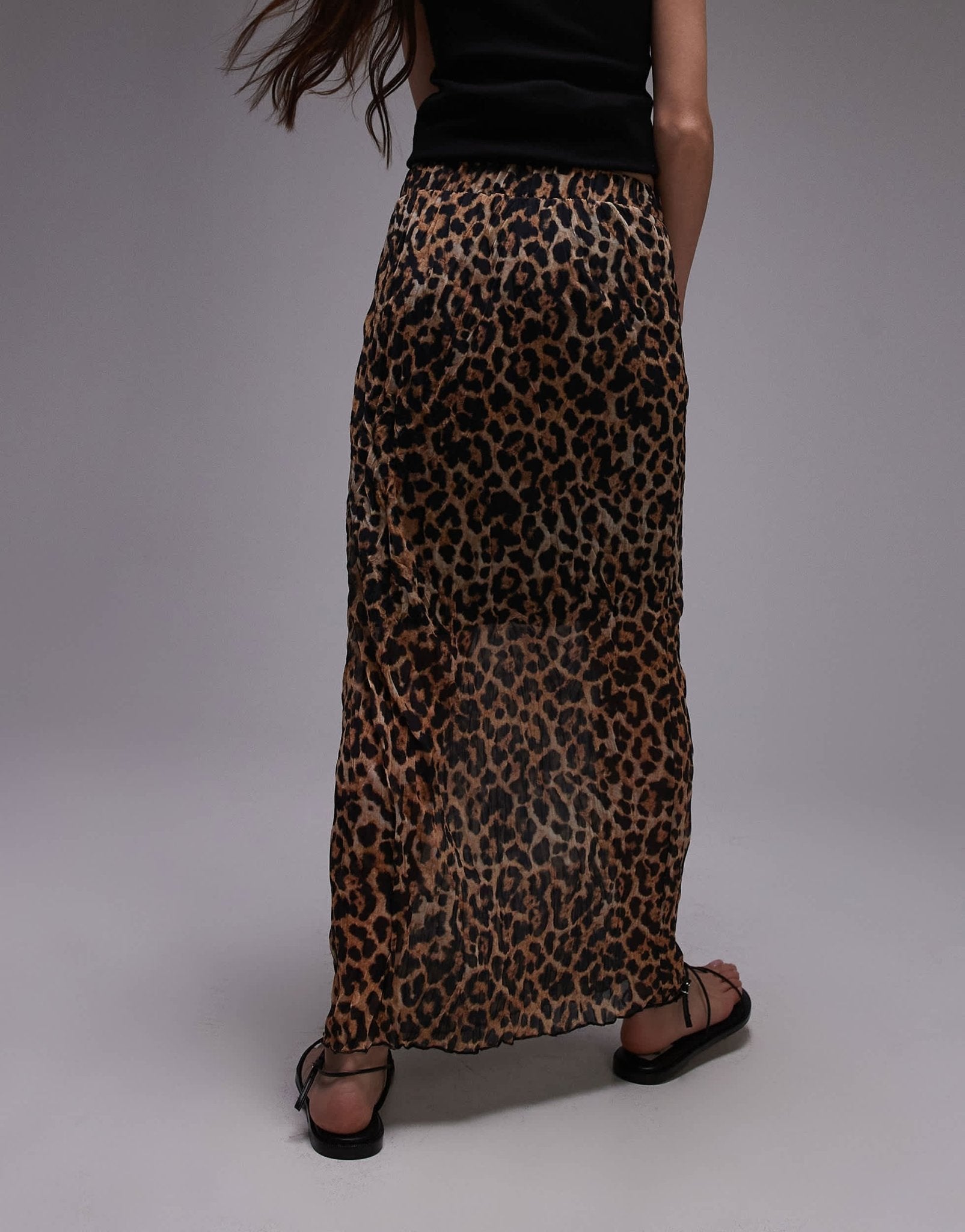 Topshop crinkle jersey midaxi skirt in leopard print - ASOS Sample Sale