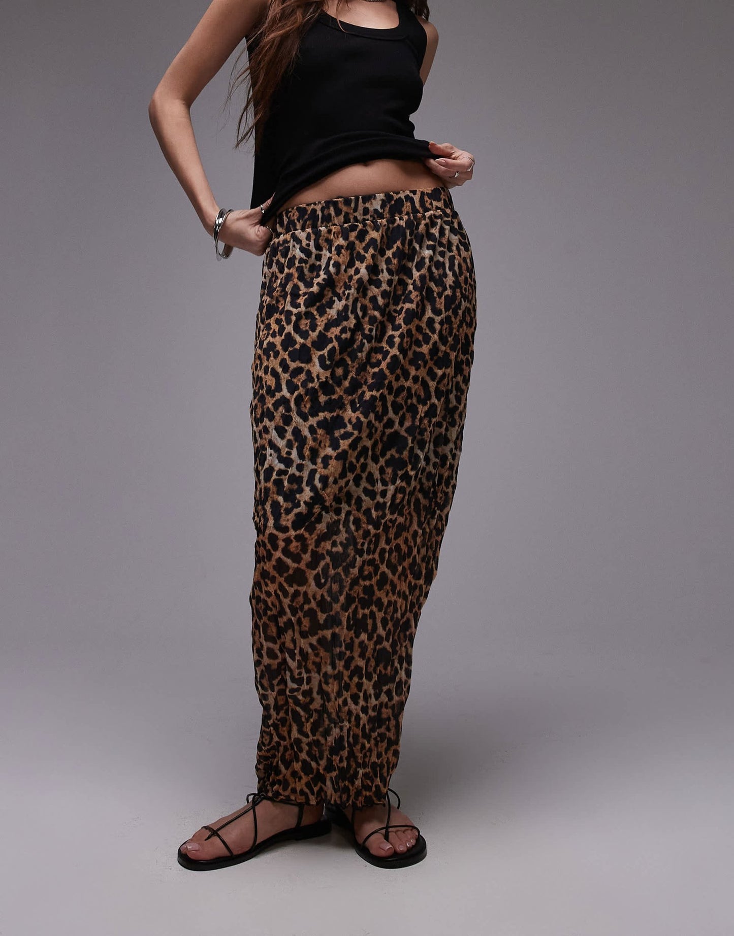Topshop crinkle jersey midaxi skirt in leopard print - ASOS Sample Sale