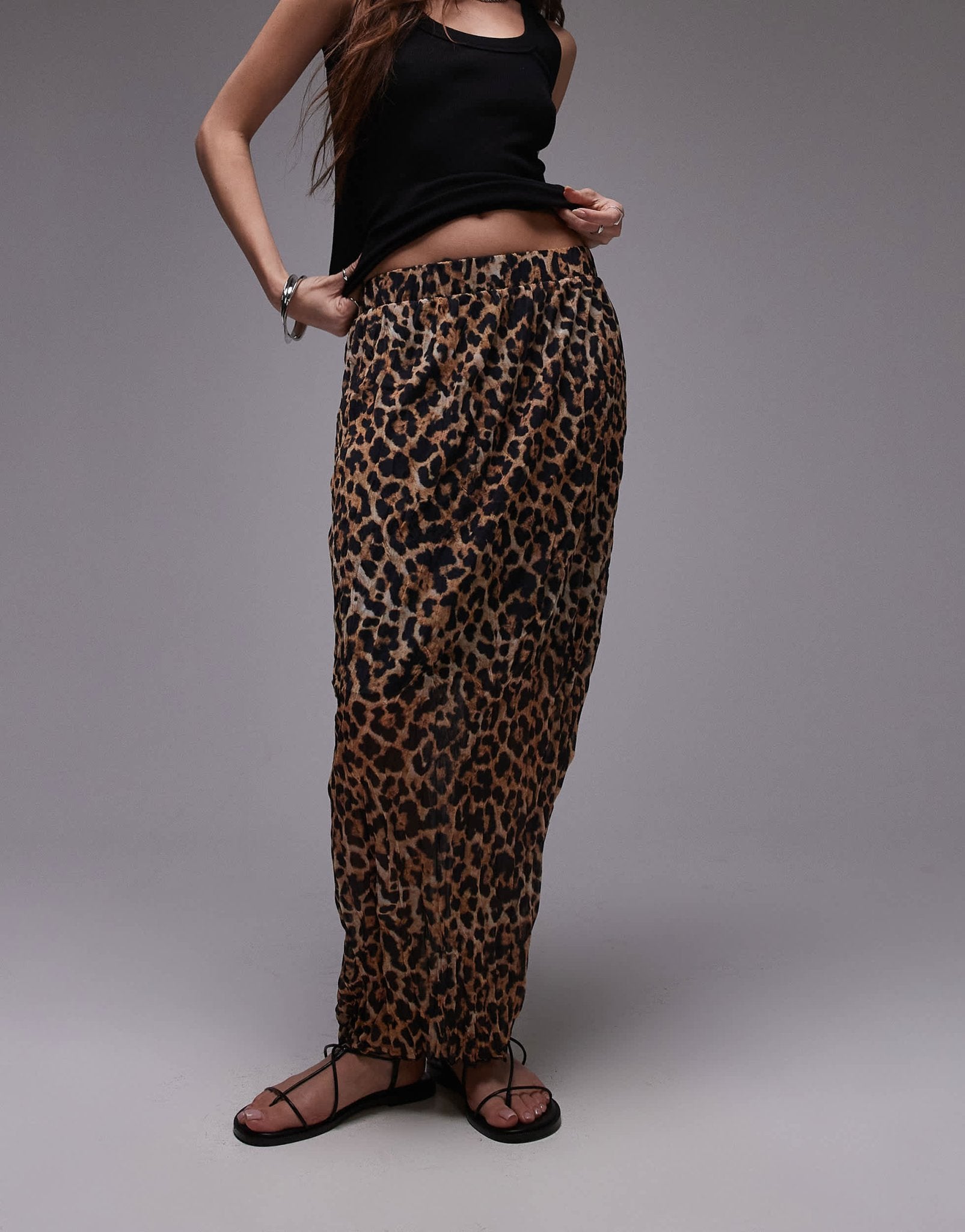 Topshop crinkle jersey midaxi skirt in leopard print - ASOS Sample Sale