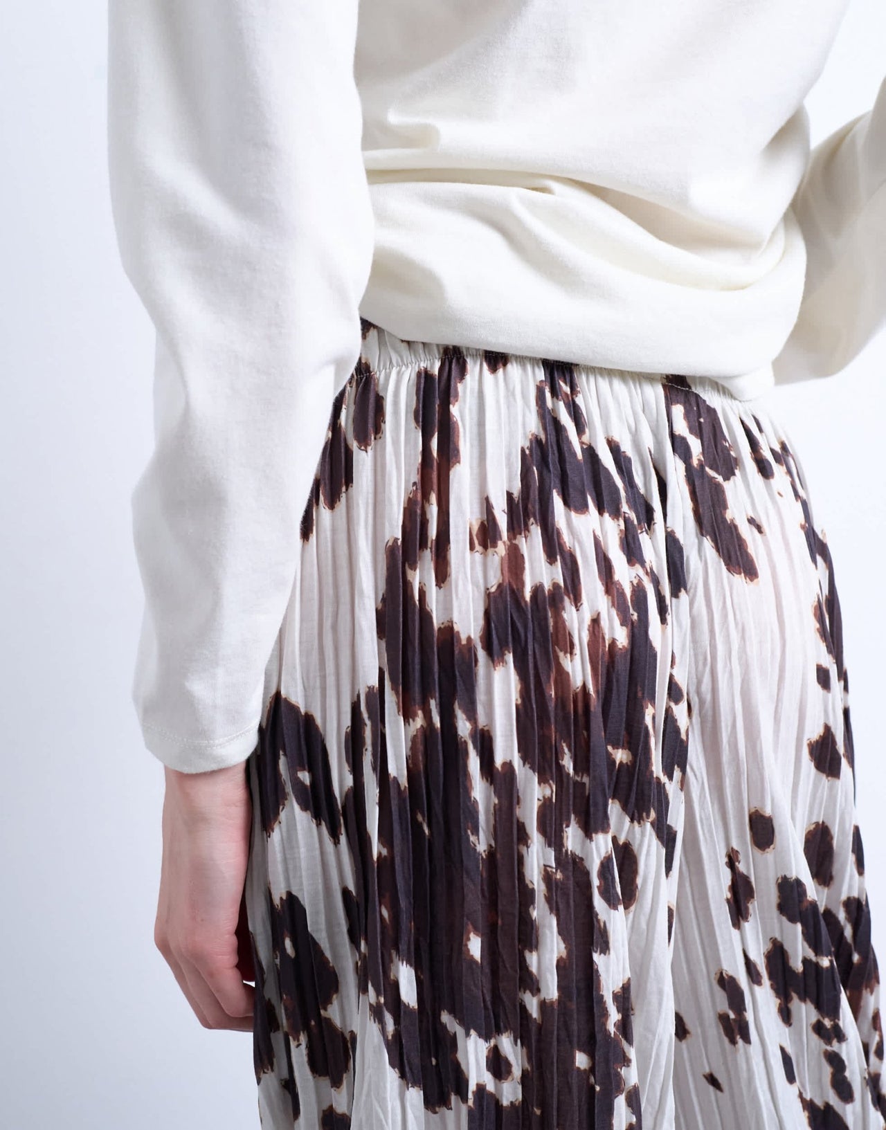 Topshop crinkle wide leg trousers in cow print - ASOS Sample Sale
