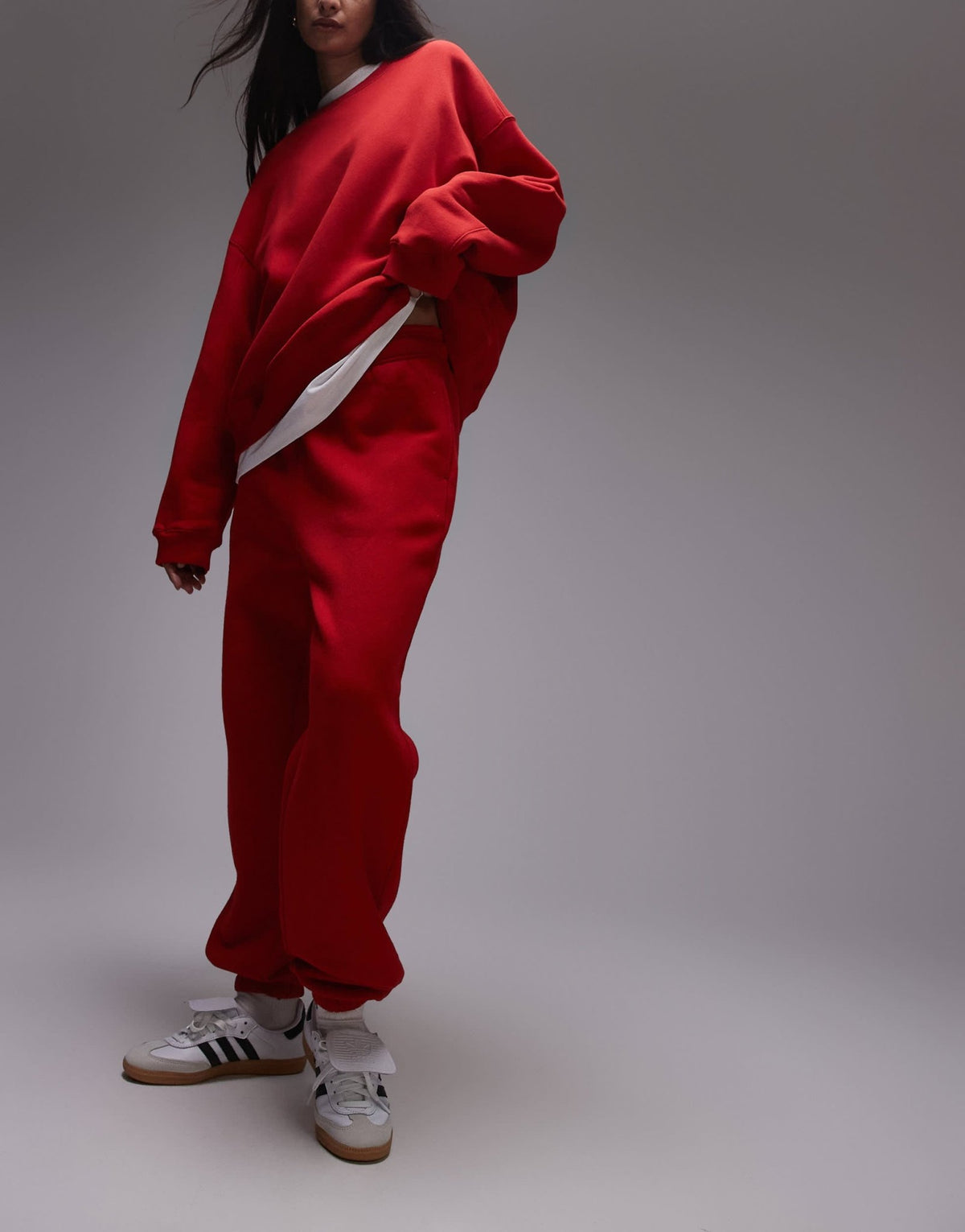 Topshop cuffed jogger in red - ASOS Sample Sale