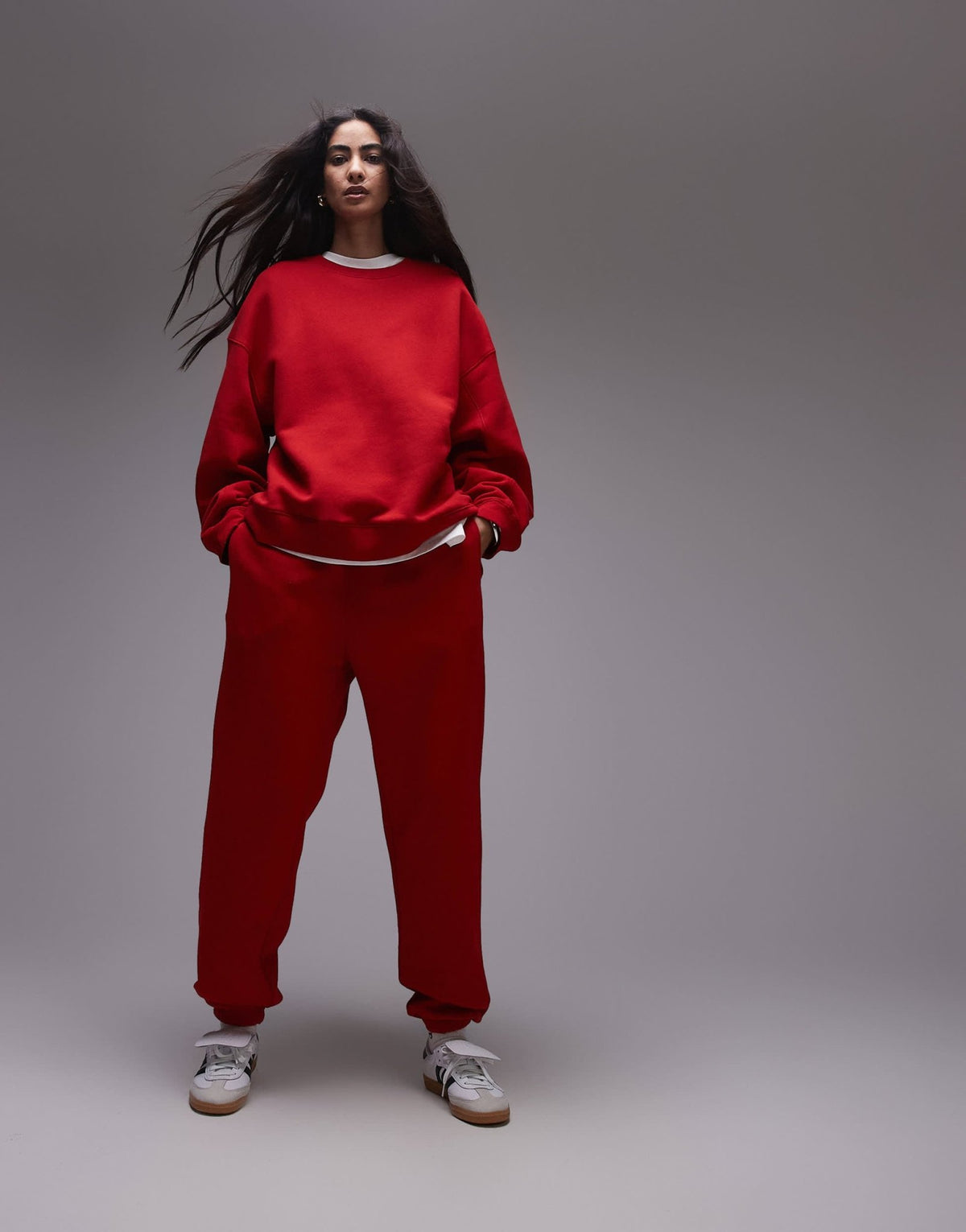 Topshop cuffed jogger in red - ASOS Sample Sale