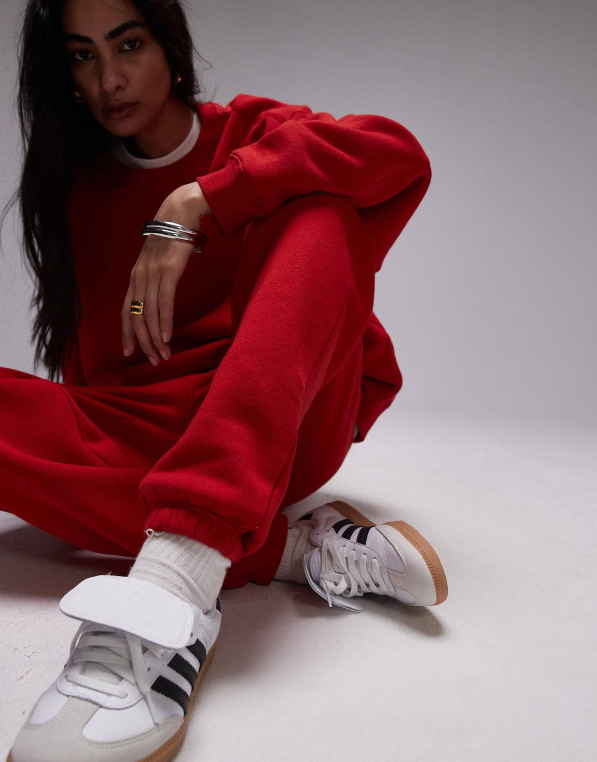 Topshop cuffed jogger in red - ASOS Sample Sale
