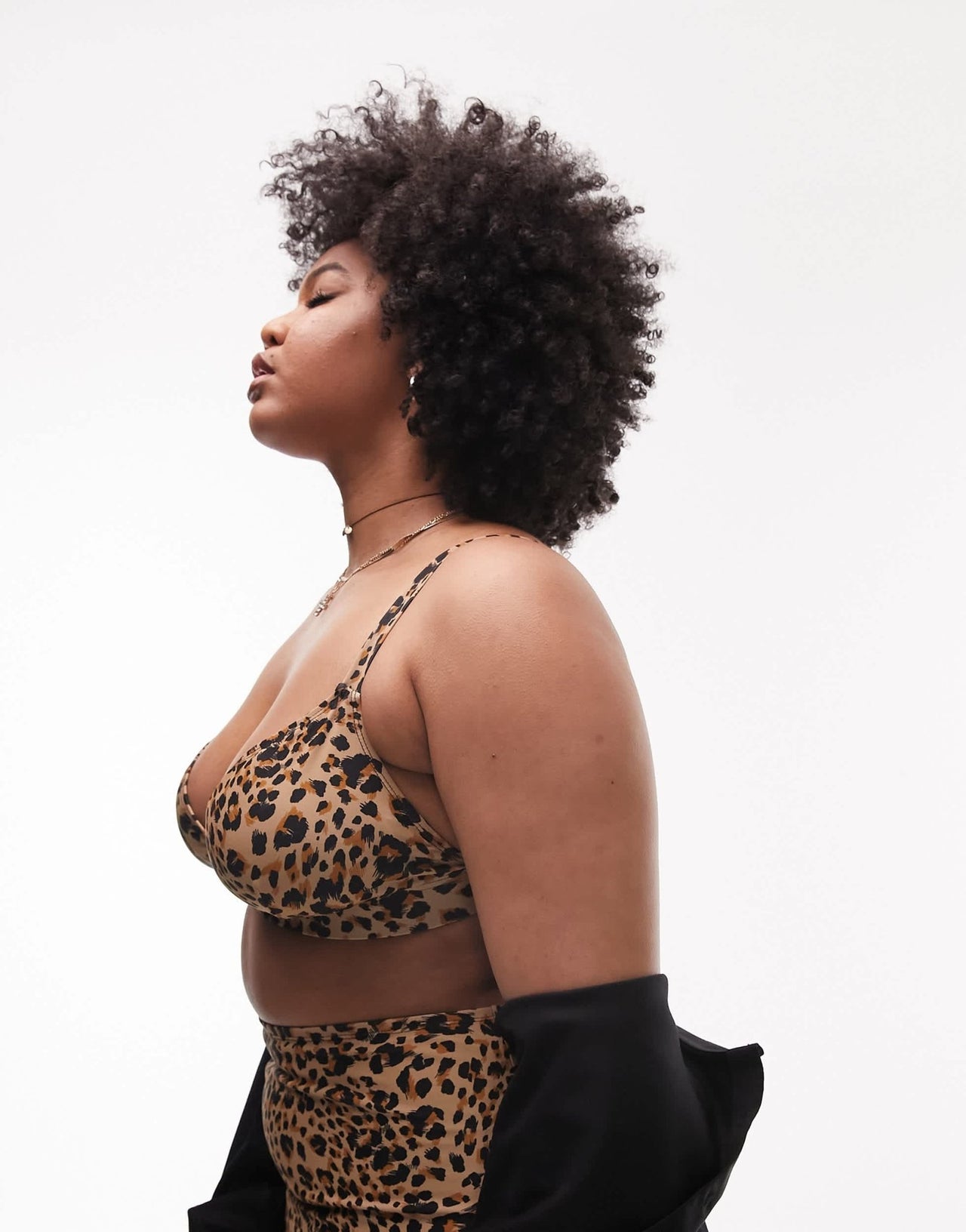 Topshop Curve leopard print triangle bikini top in multi - ASOS Sample Sale